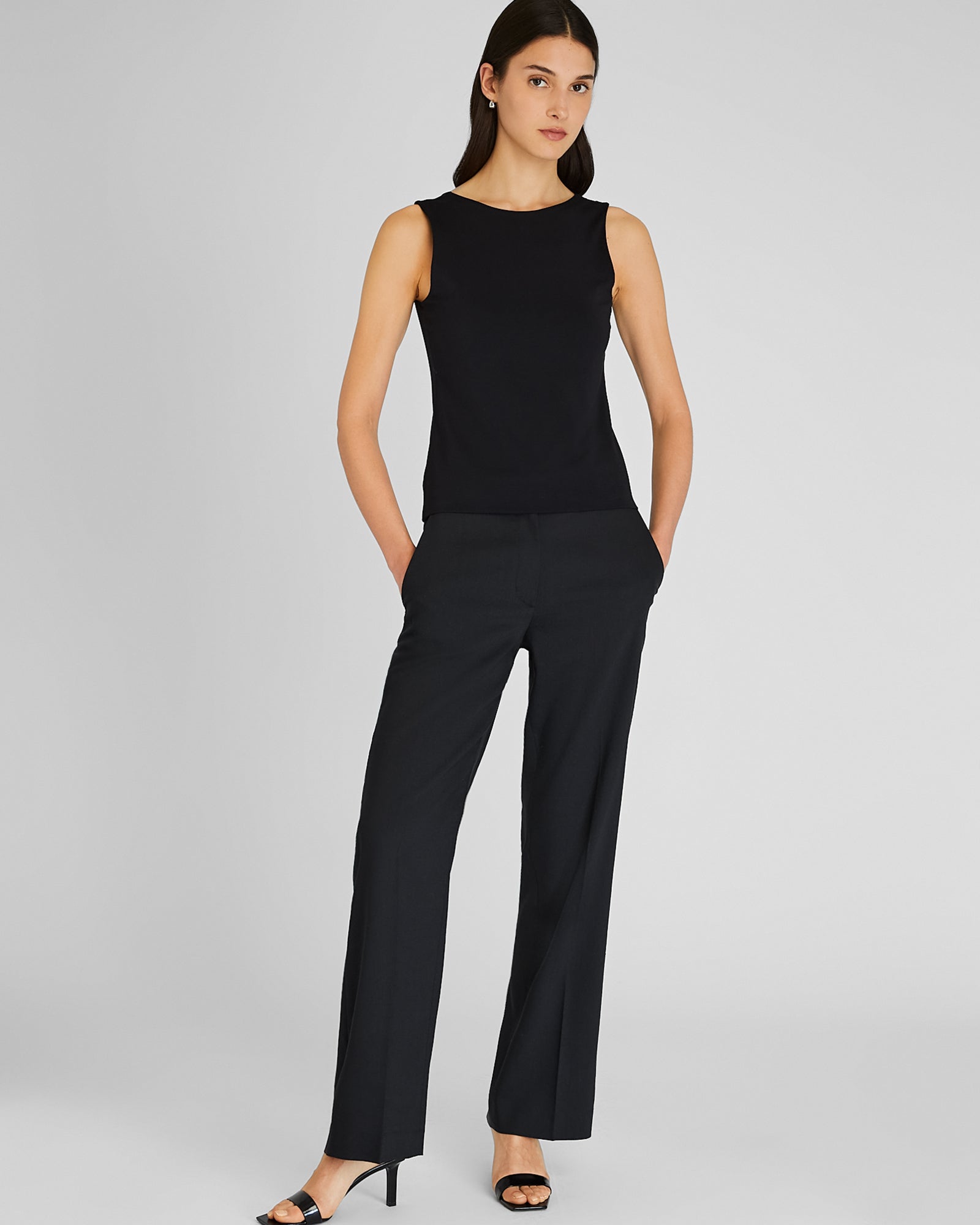 CLUB MONACO - Straight Fit Linen Trouser - Black