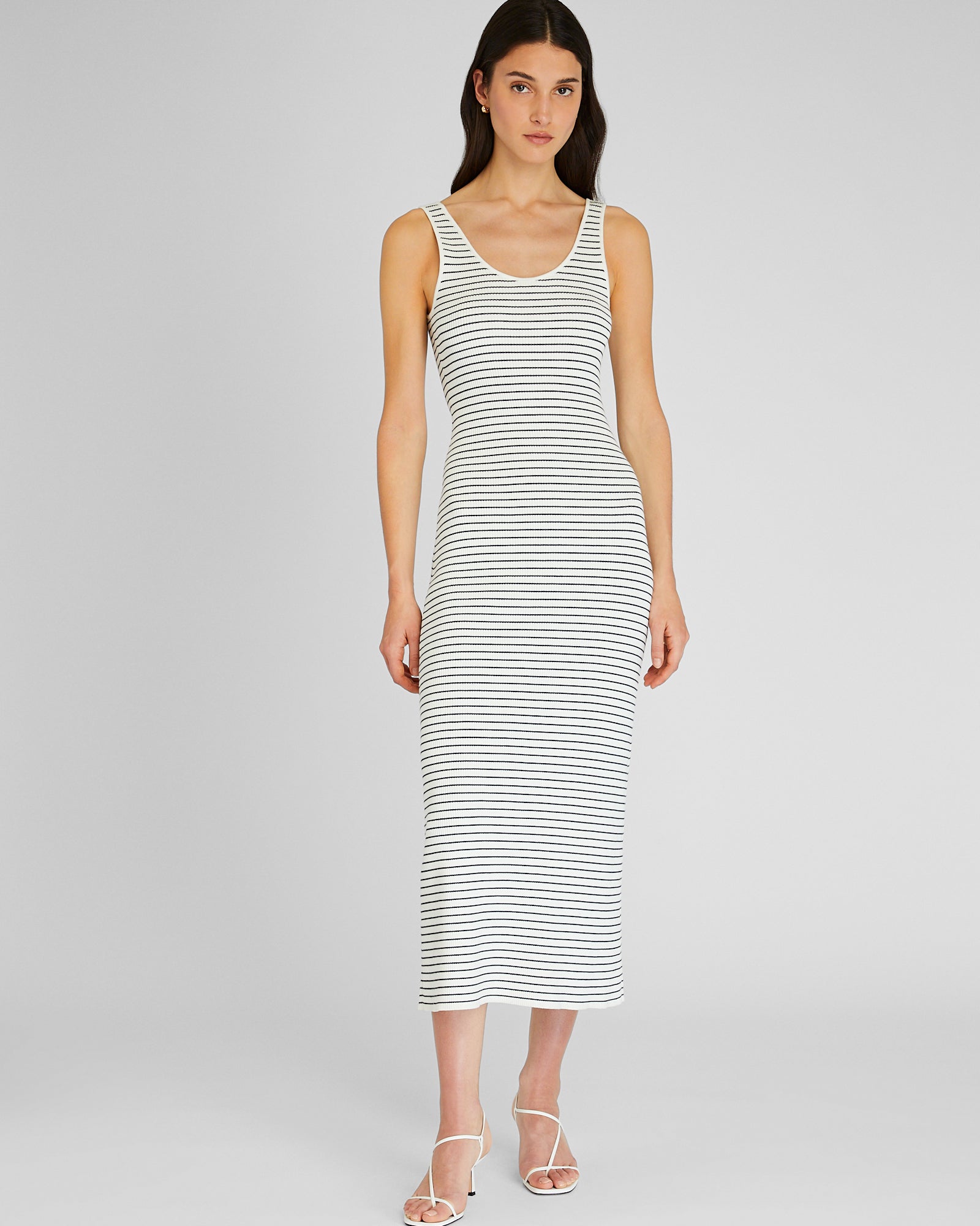 CLUB MONACO - Striped Sweater Tank Maxi Dress - Antique White