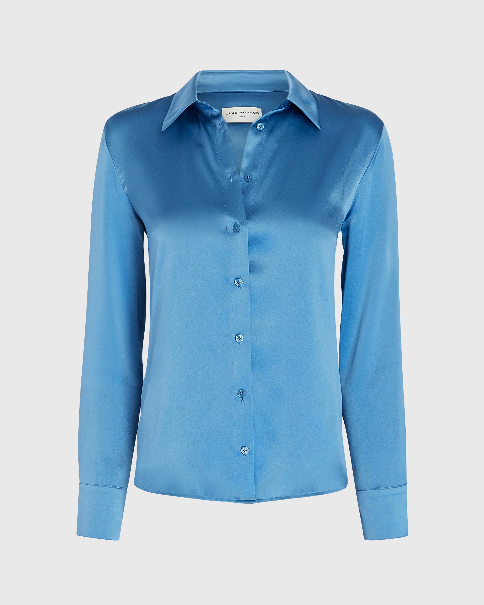 CLUB MONACO - Chemise en charmeuse de soie coupe étroite - Bleu