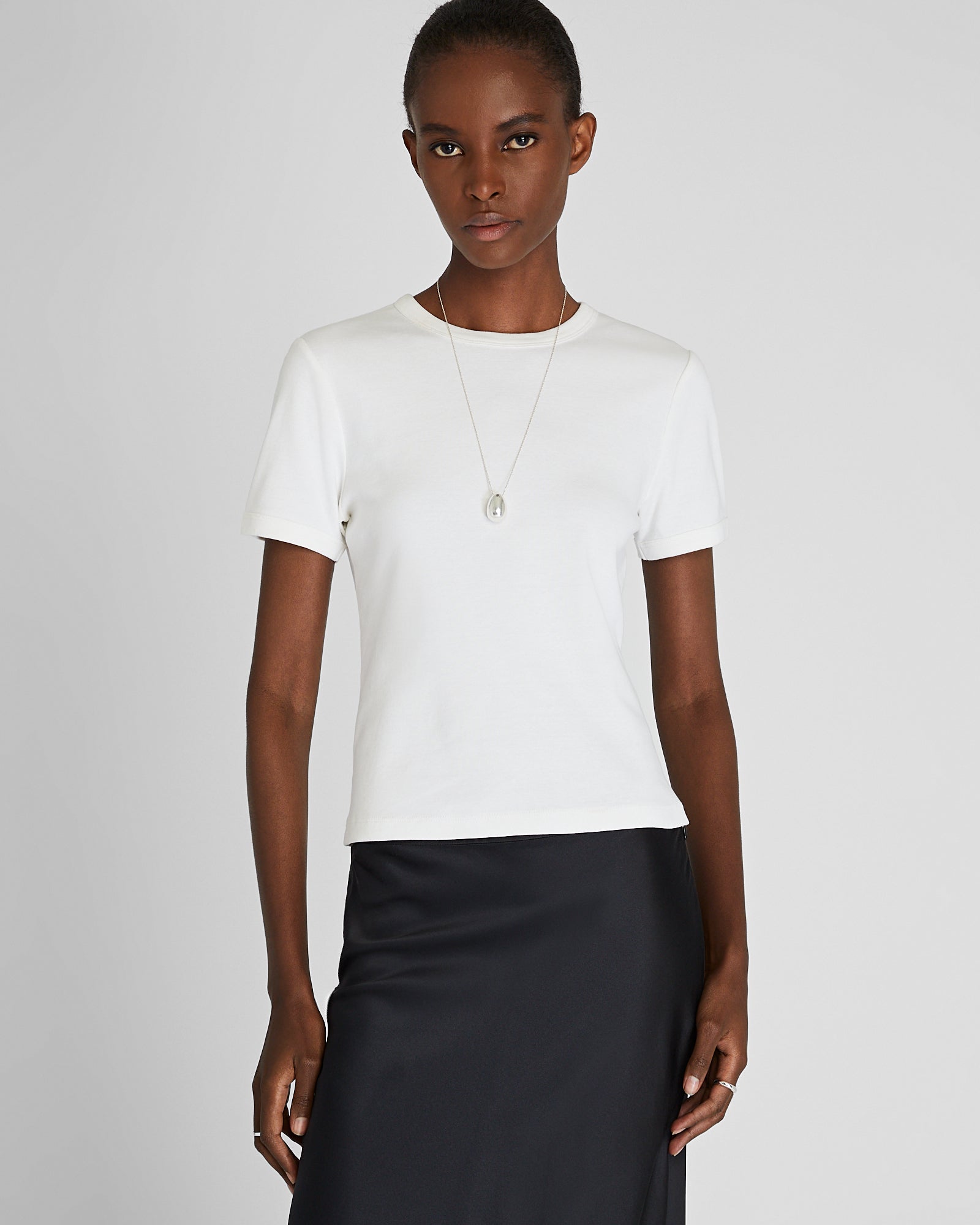 CLUB MONACO - Compact Micro Rib Tee - White