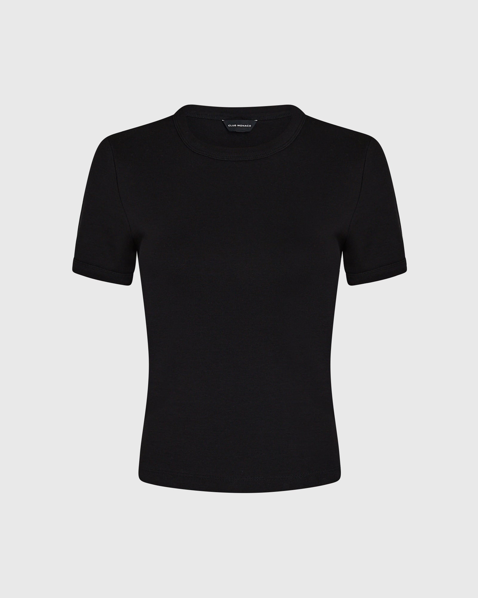 CLUB MONACO - Compact Micro Rib T-Shirt - Black