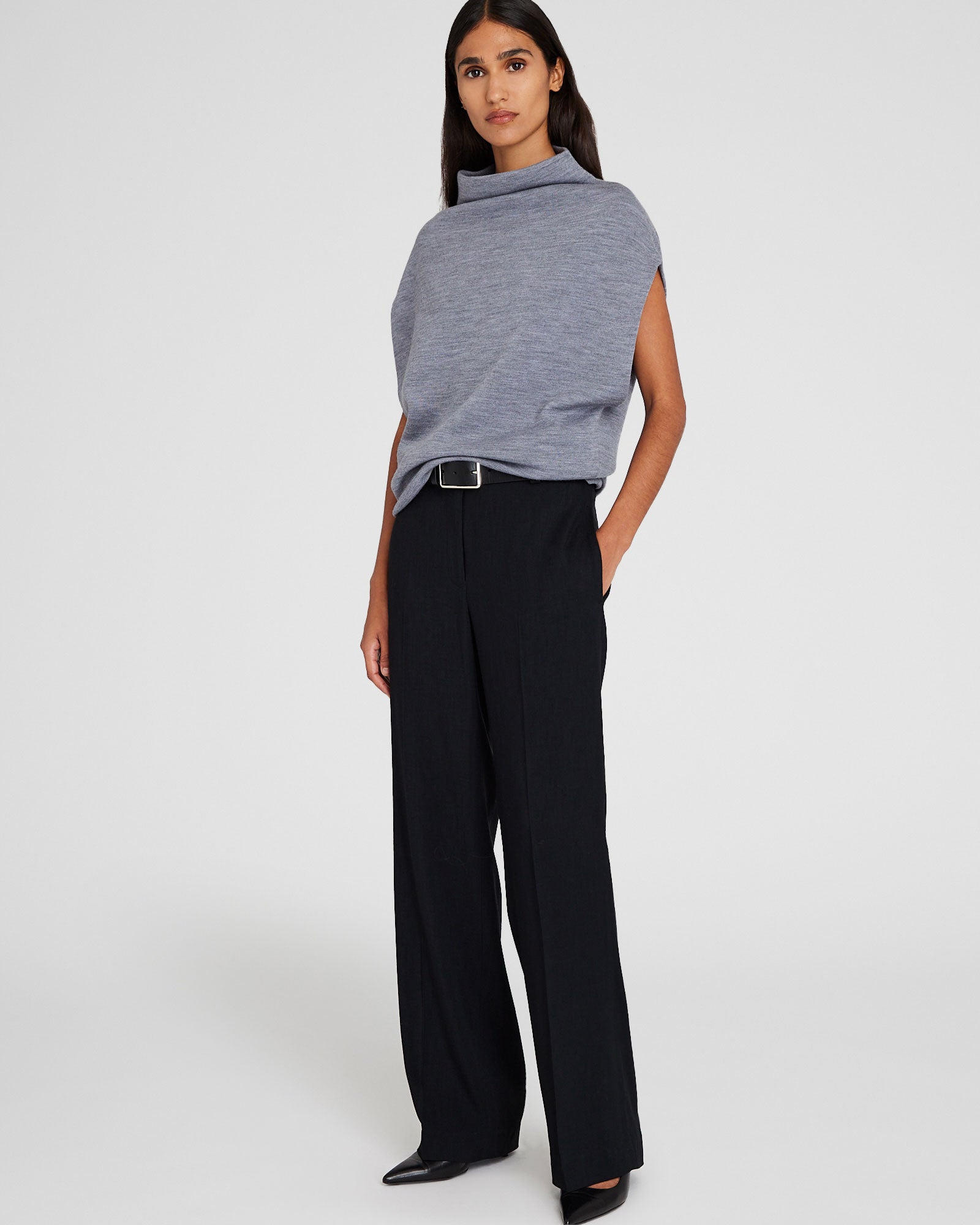 CLUB MONACO - Chandail de laine mérinos Abhy - Gris Chiné Moyen