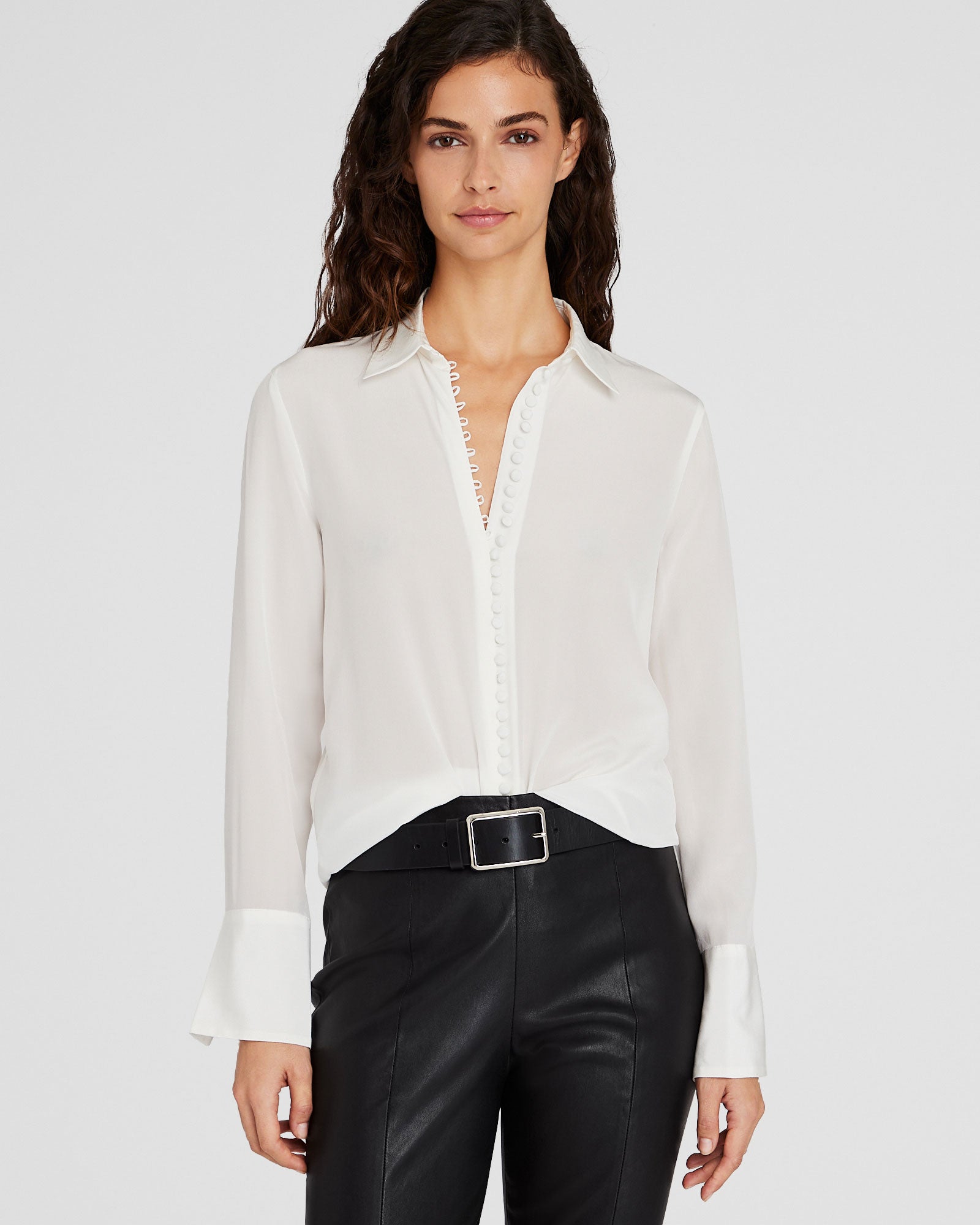 CLUB MONACO - Helek Silk Shirt - Blanc De Blanc