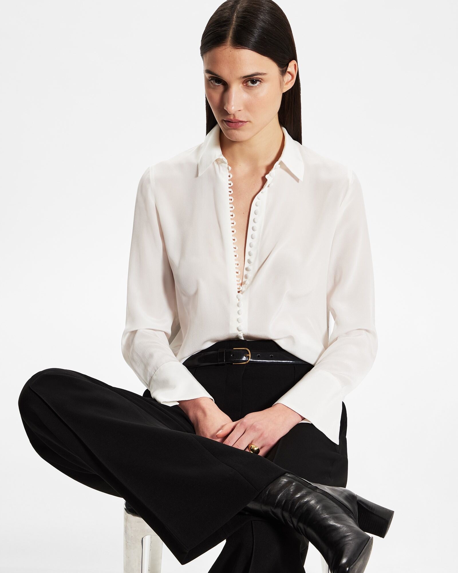 CLUB MONACO - Helek Silk Shirt - Blanc De Blanc