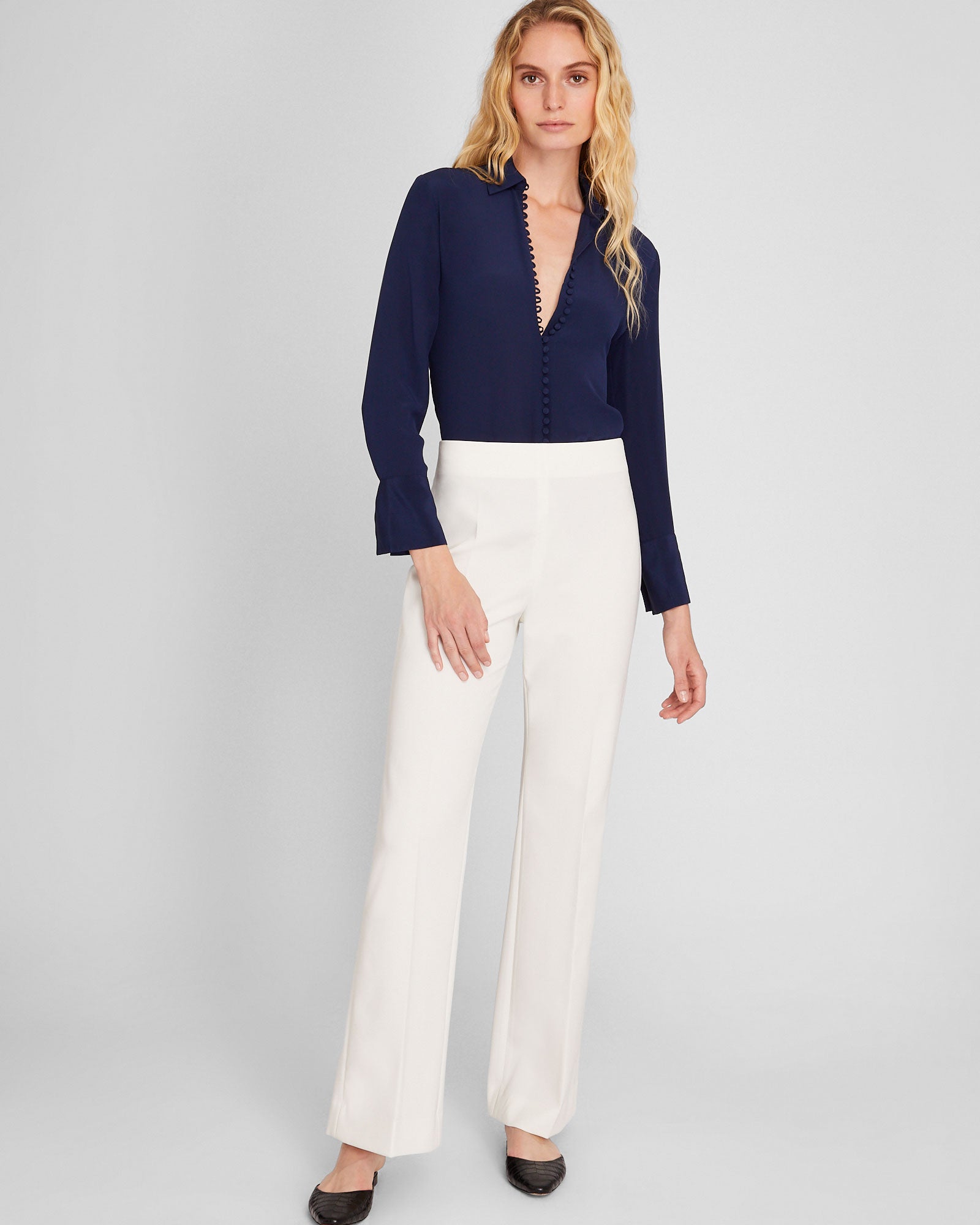 CLUB MONACO - Chemise en soie Helek - Marine