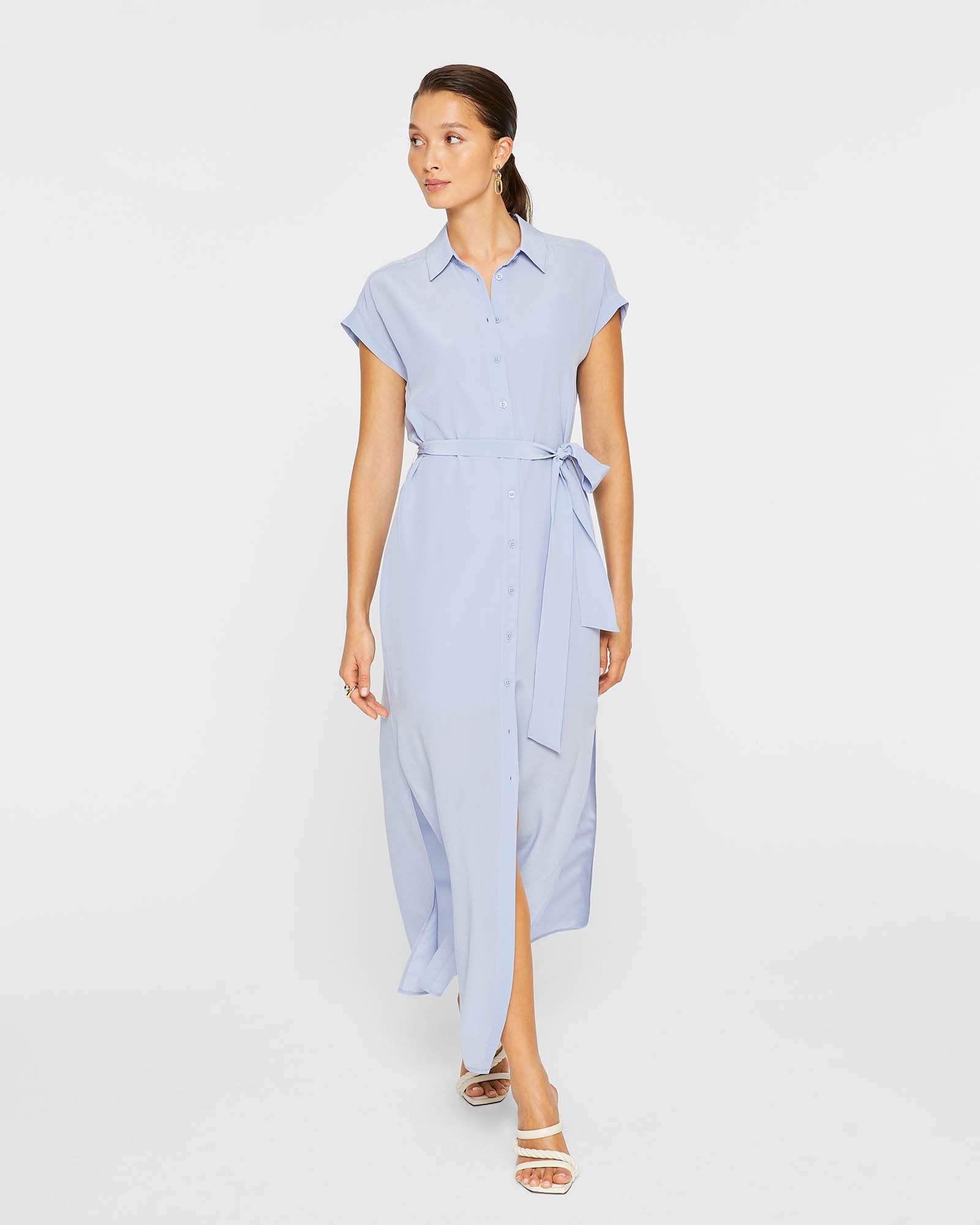 CLUB MONACO - Robe en soie Danielle - Bleu