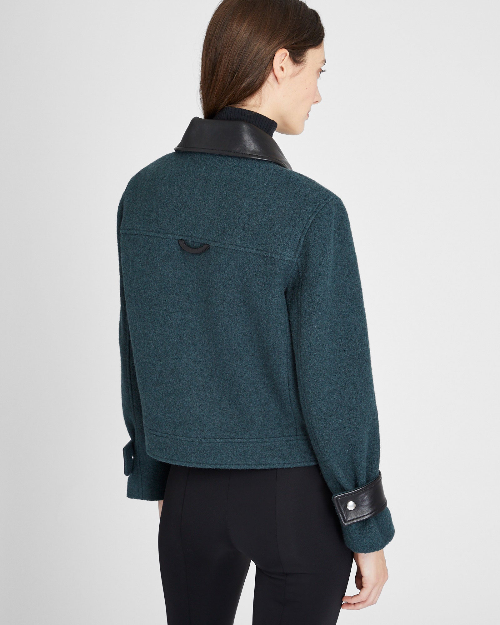 CLUB MONACO - Veste courte en cuir - Vert