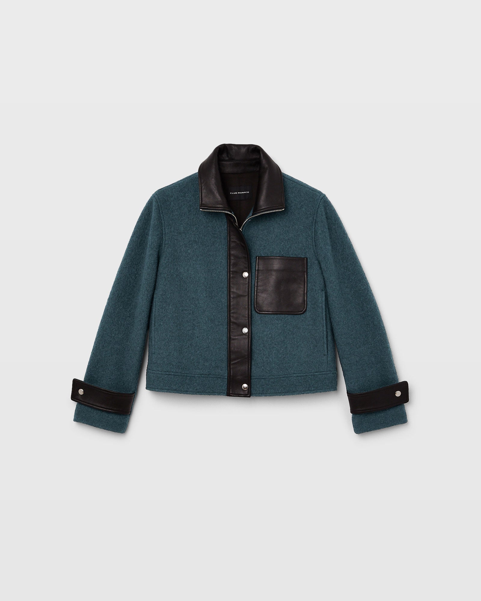 CLUB MONACO - Veste courte en cuir - Vert