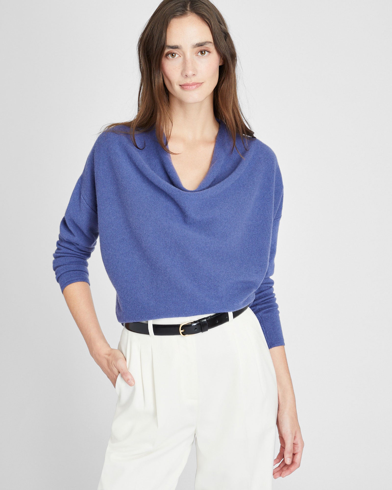 CLUB MONACO - Chandail en cachemire col cagoule - Bleu