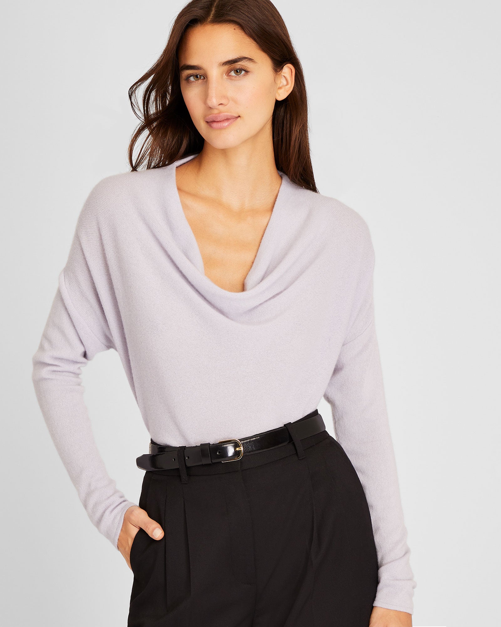 CLUB MONACO - Chandail en cachemire col cagoule - Violet clair