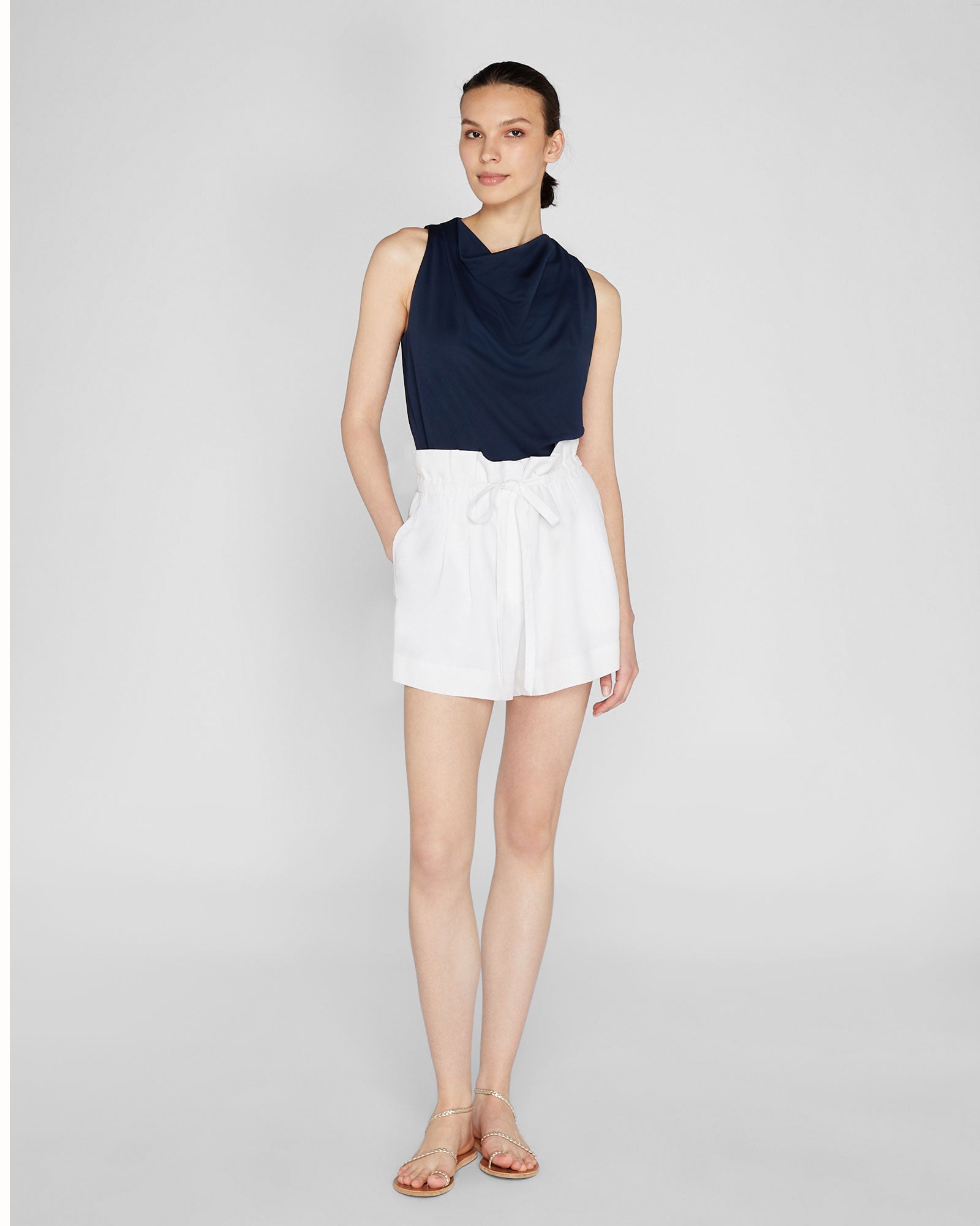 CLUB MONACO - Haut romantique en jersey - Marine