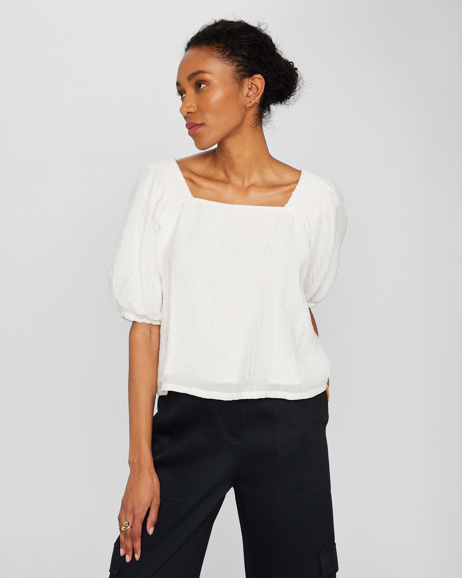CLUB MONACO - Tiered Cloud Shirt - White