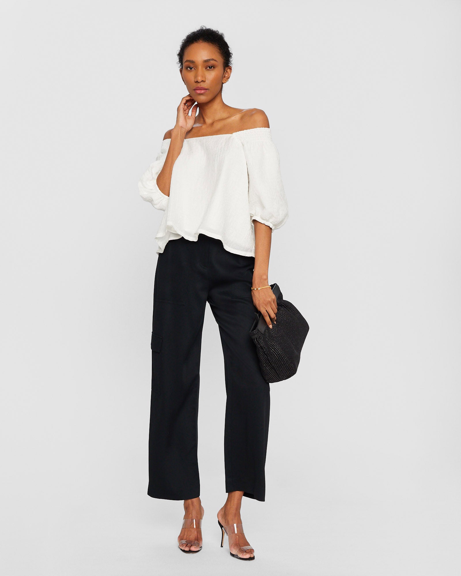 CLUB MONACO - Tiered Cloud Shirt - White