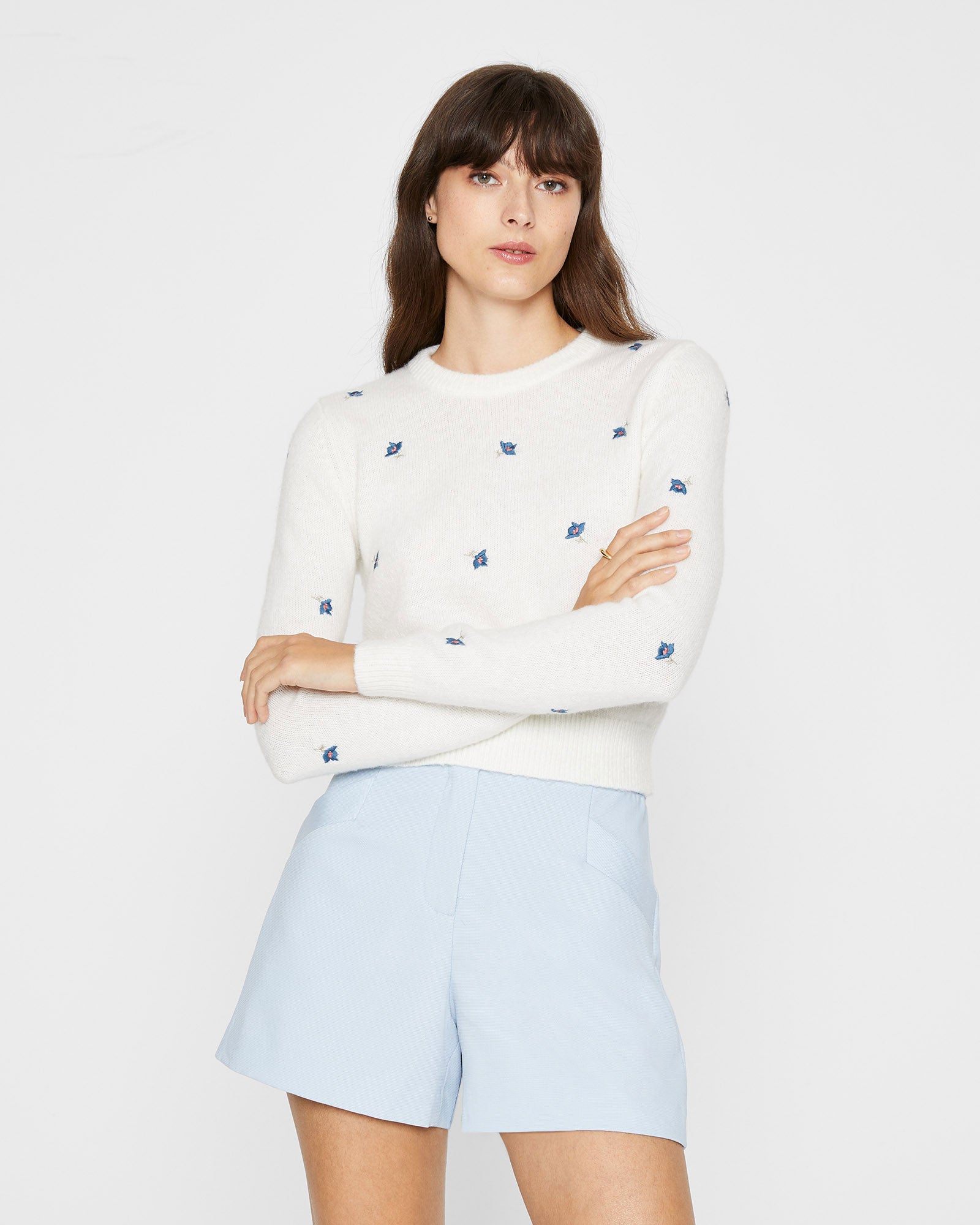 CLUB MONACO - Floral Embroidered - Crème