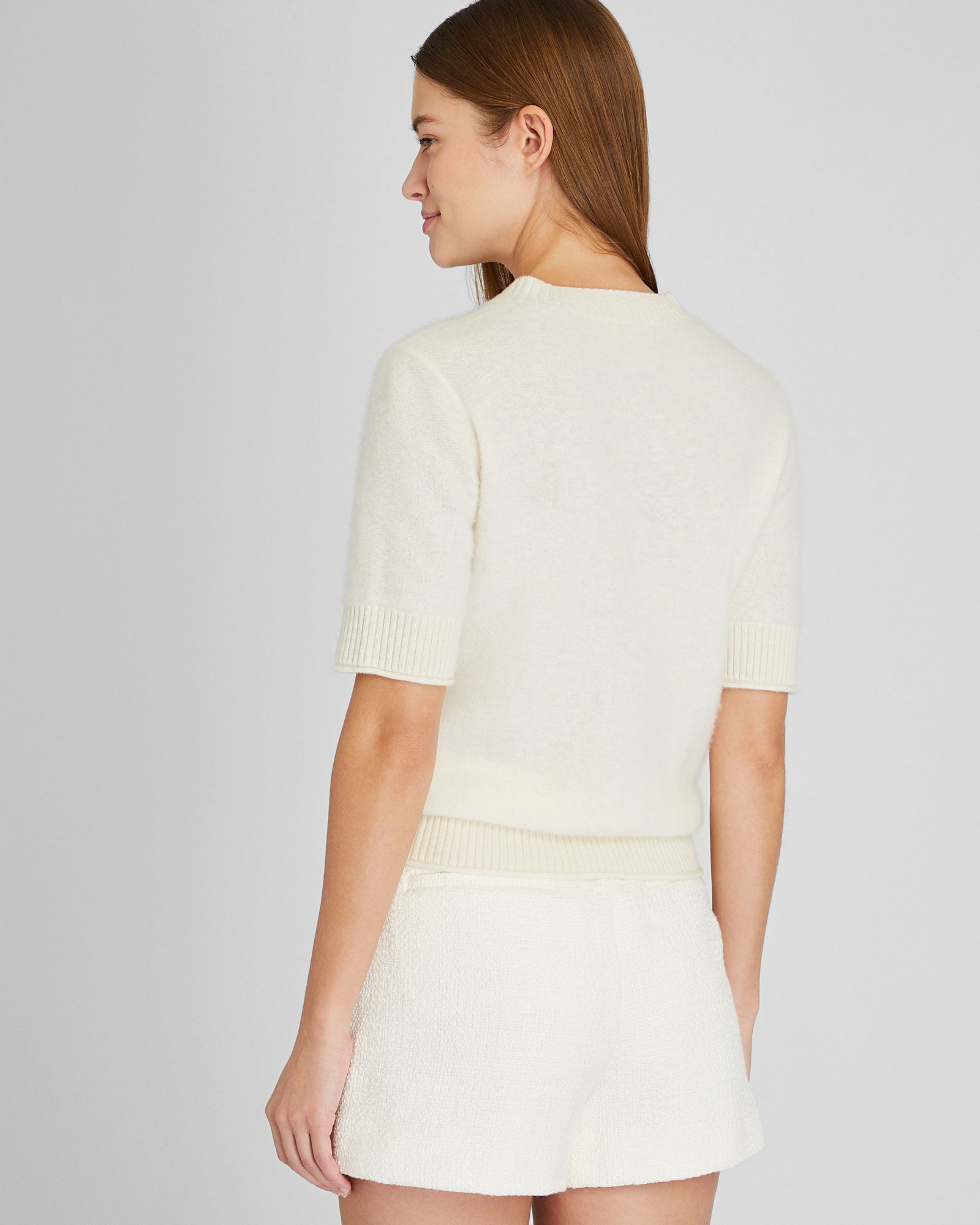 CLUB MONACO - Short Sleeve Boiled Cashmere Tee - Ivory