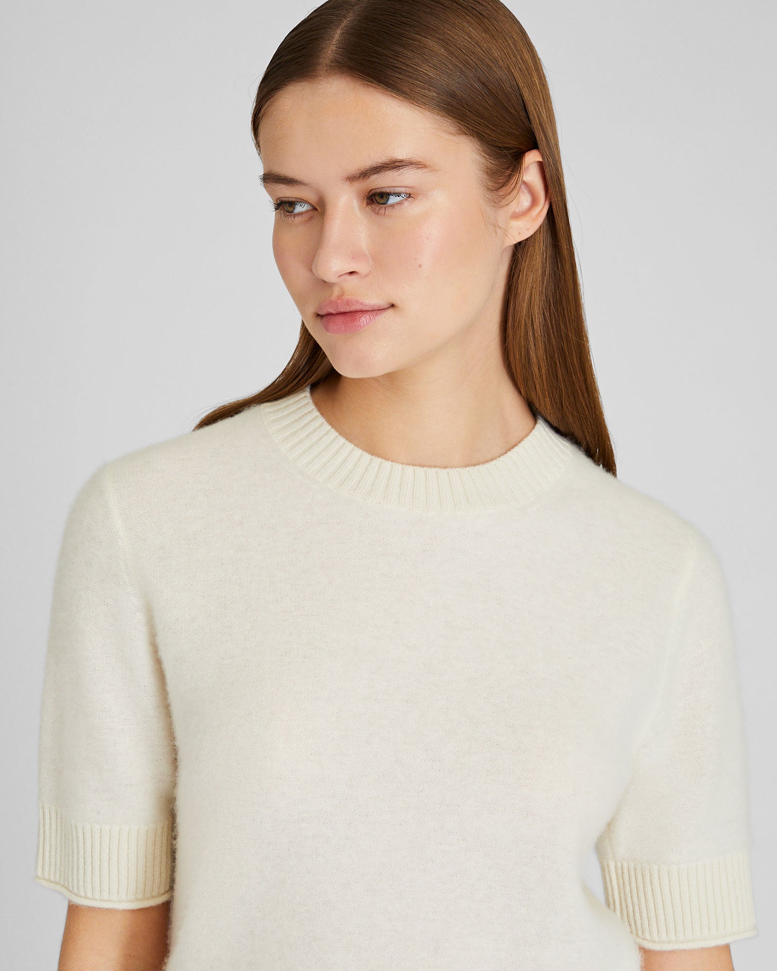 CLUB MONACO - Short Sleeve Boiled Cashmere Tee - Ivory