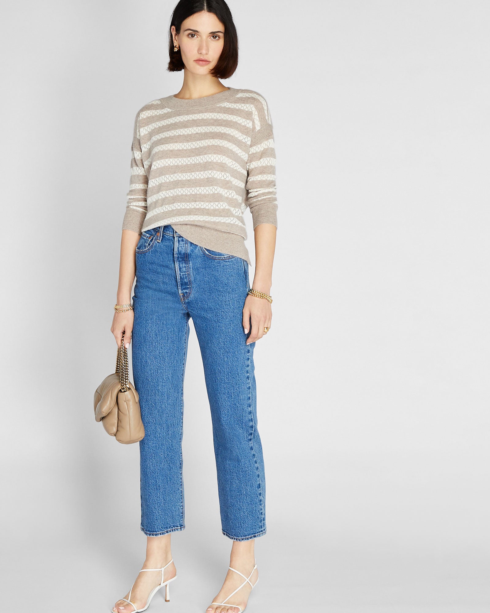 CLUB MONACO - Chandail en cachemire et en soie - Galet