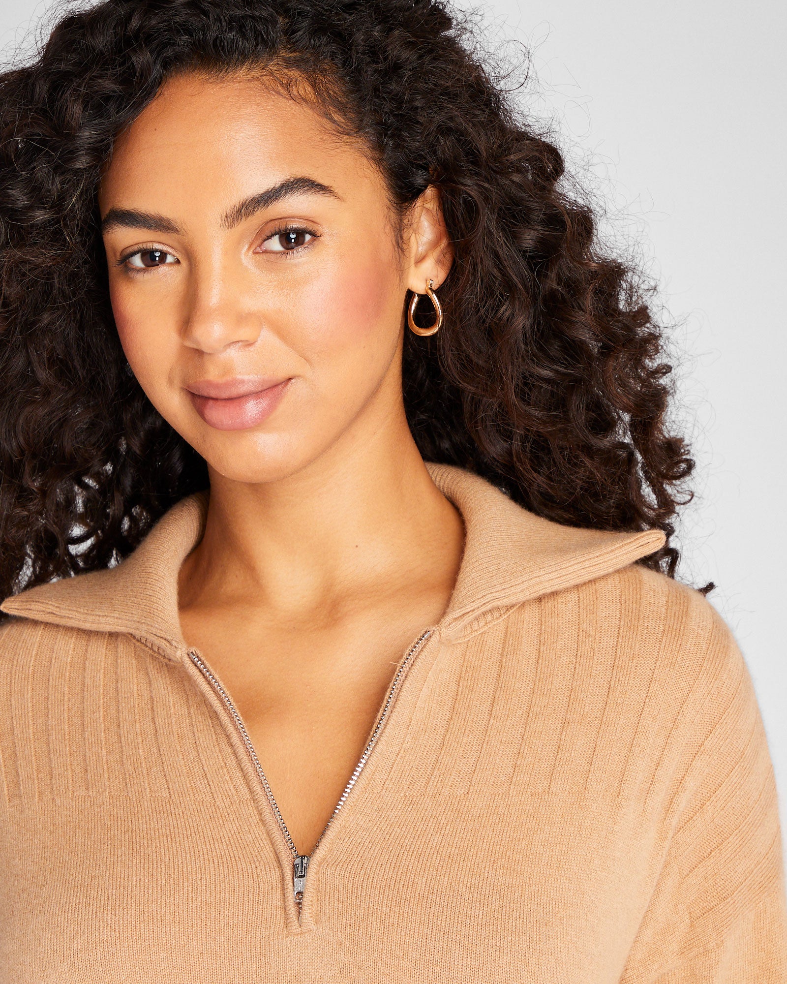 CLUB MONACO - Cashmere Ribbed Quarter-Zip Sweater - Latte