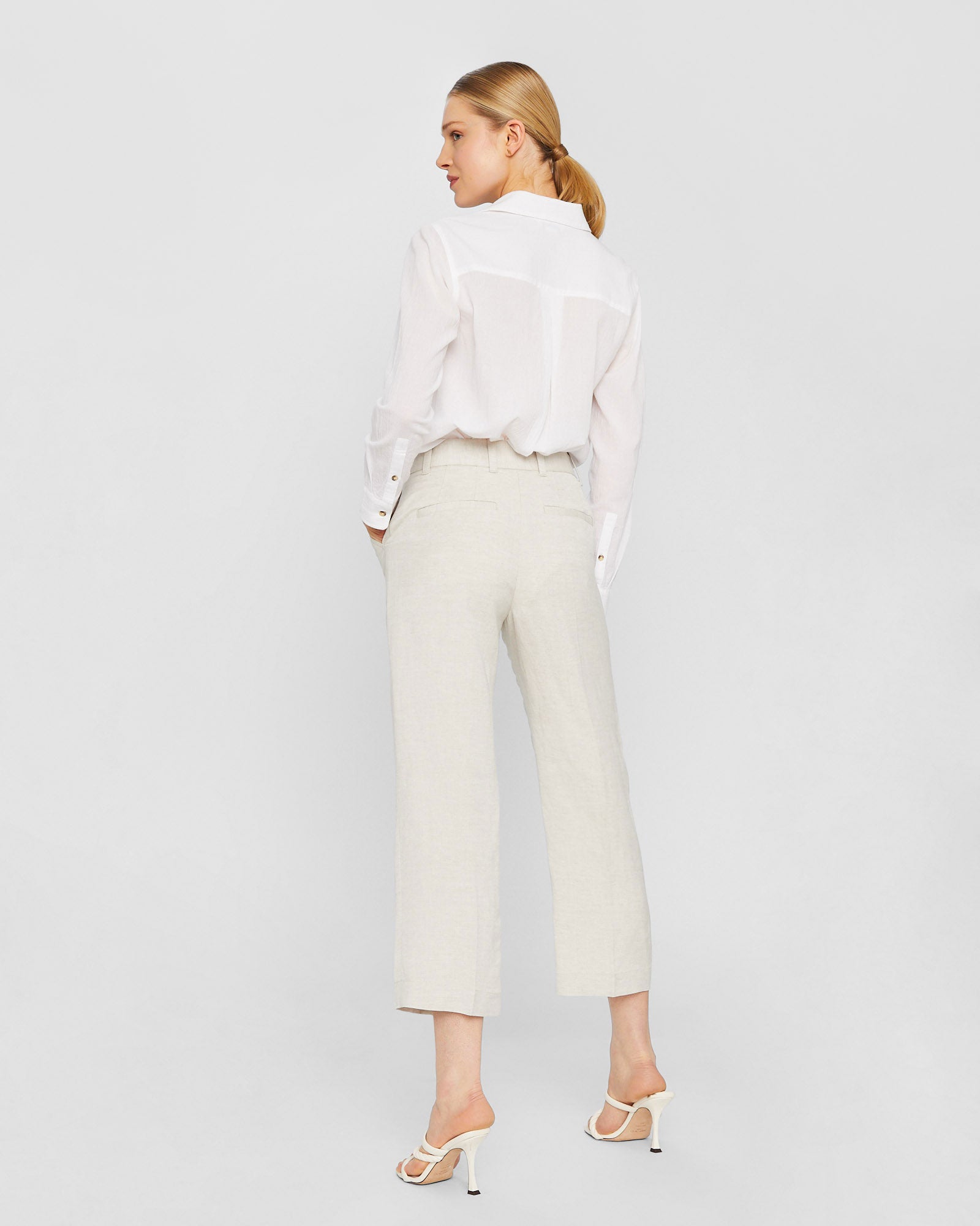 CLUB MONACO - Belted Linen Blend Trouser - Flaxseed