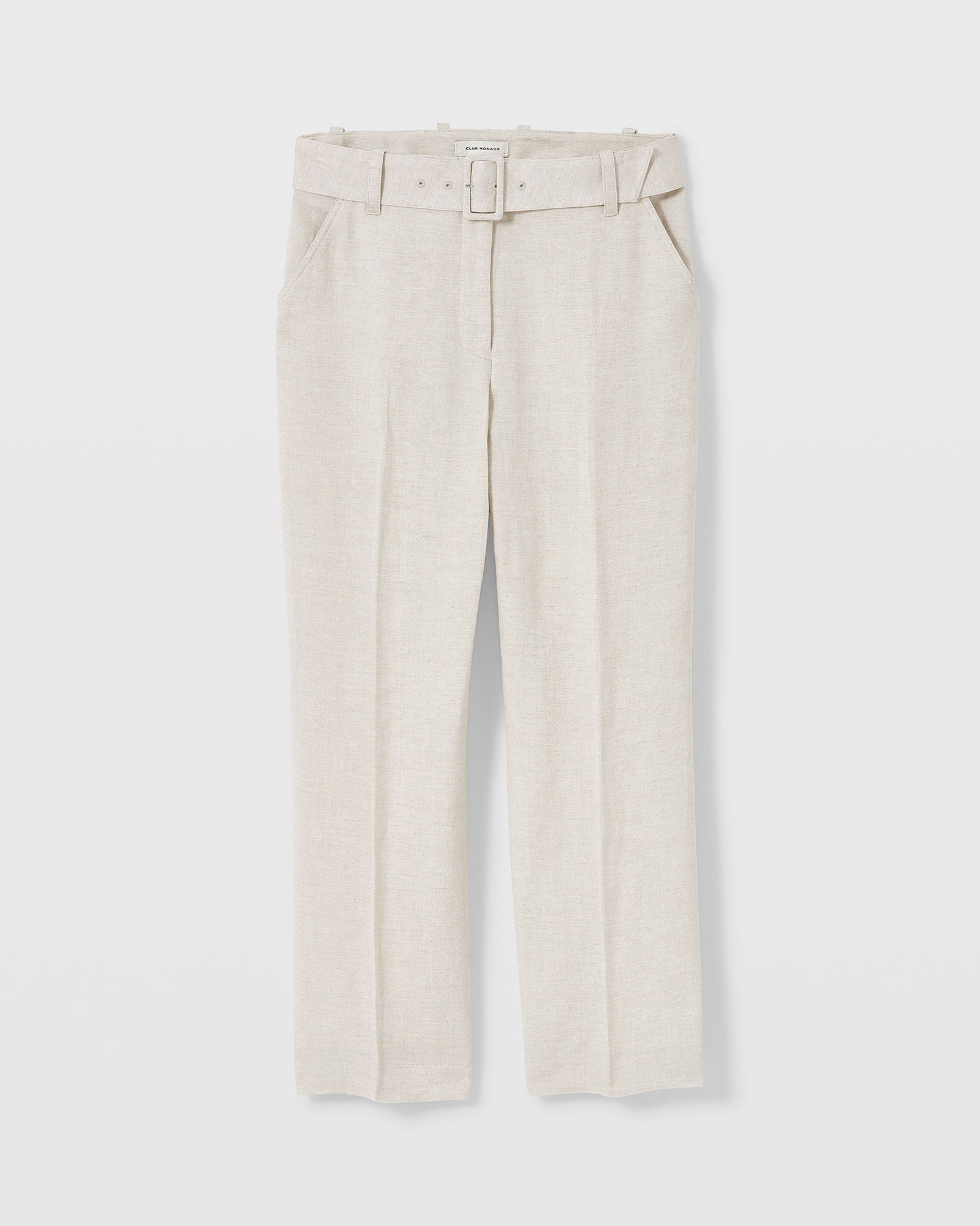 CLUB MONACO - Belted Linen Blend Trouser - Flaxseed