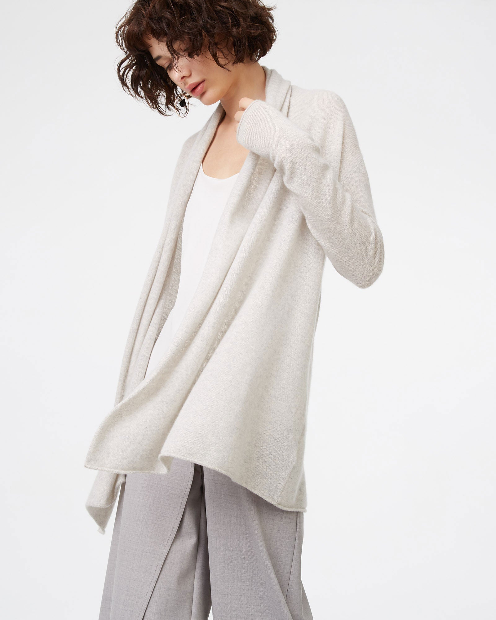 CLUB MONACO - Cristina Cashmere Cardigan - Light Heather Grey