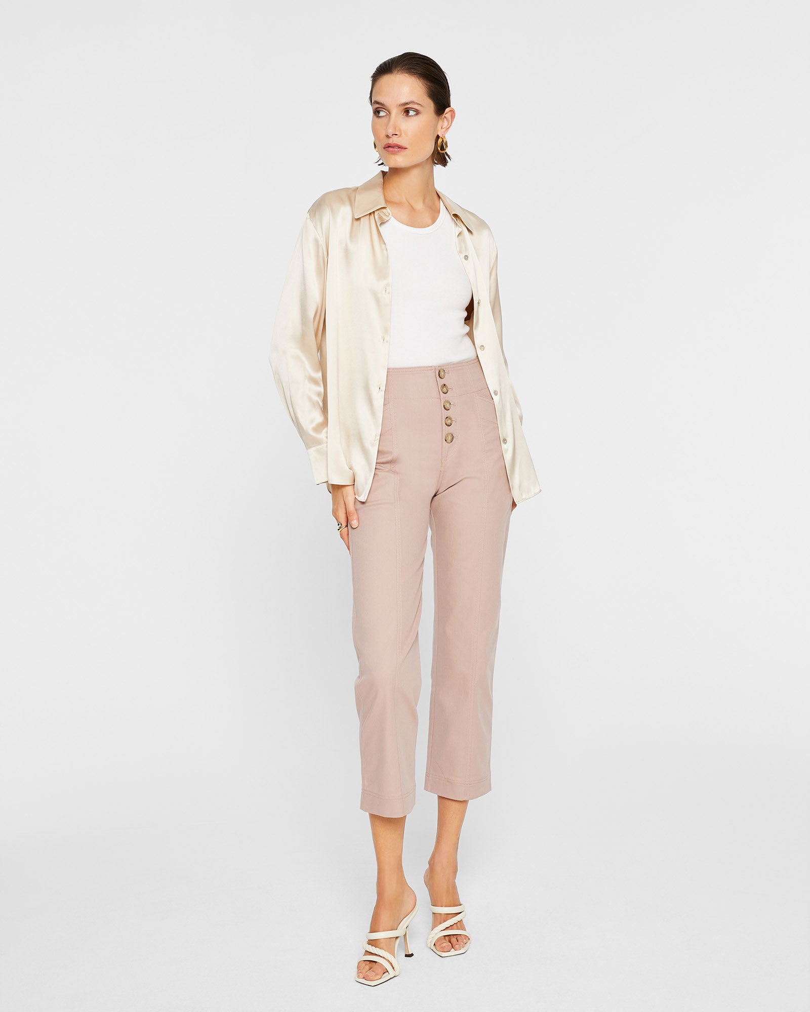 CLUB MONACO - Pantalon utilitaire à boutons - Copeaux de bois
