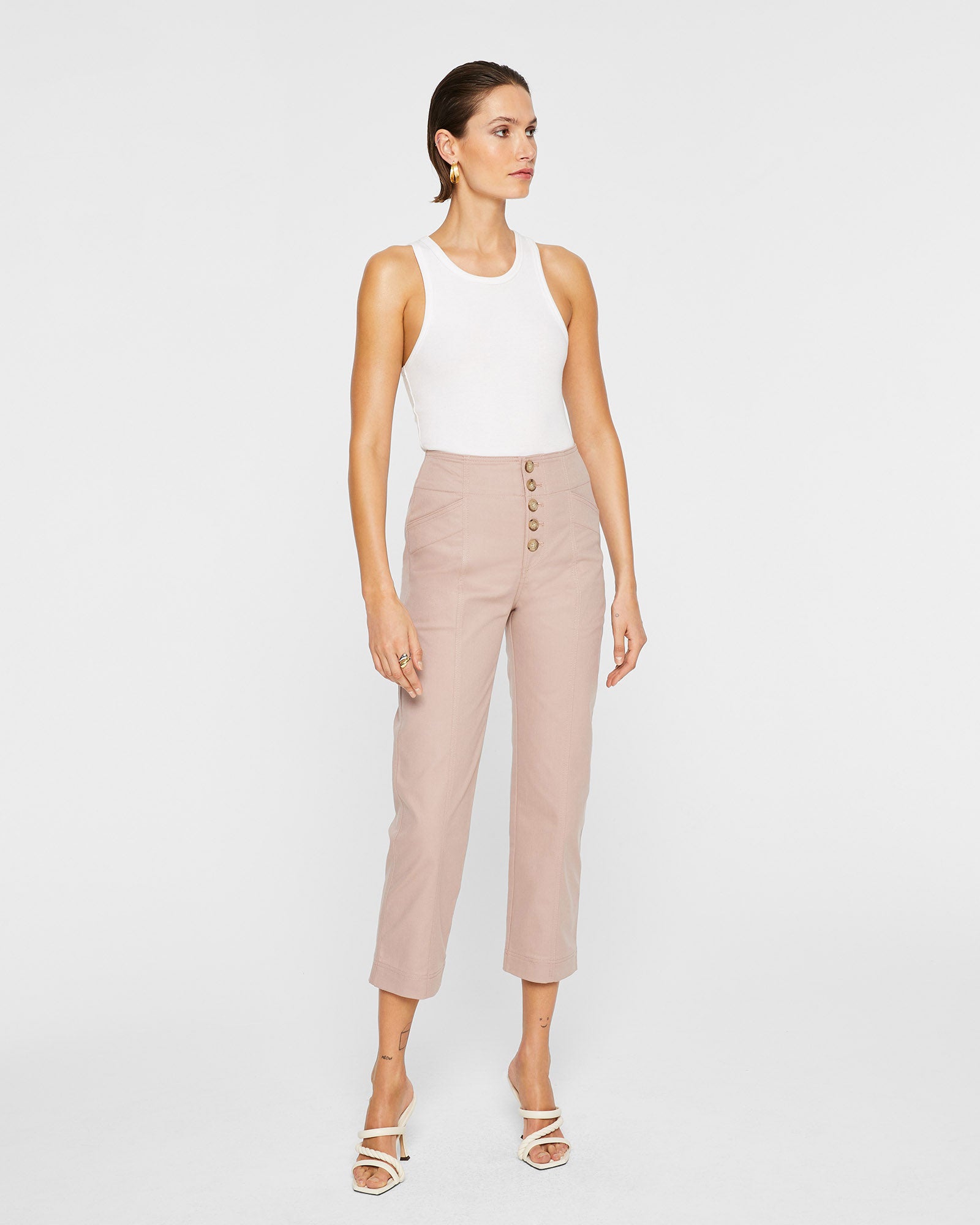 CLUB MONACO - Pantalon utilitaire à boutons - Copeaux de bois