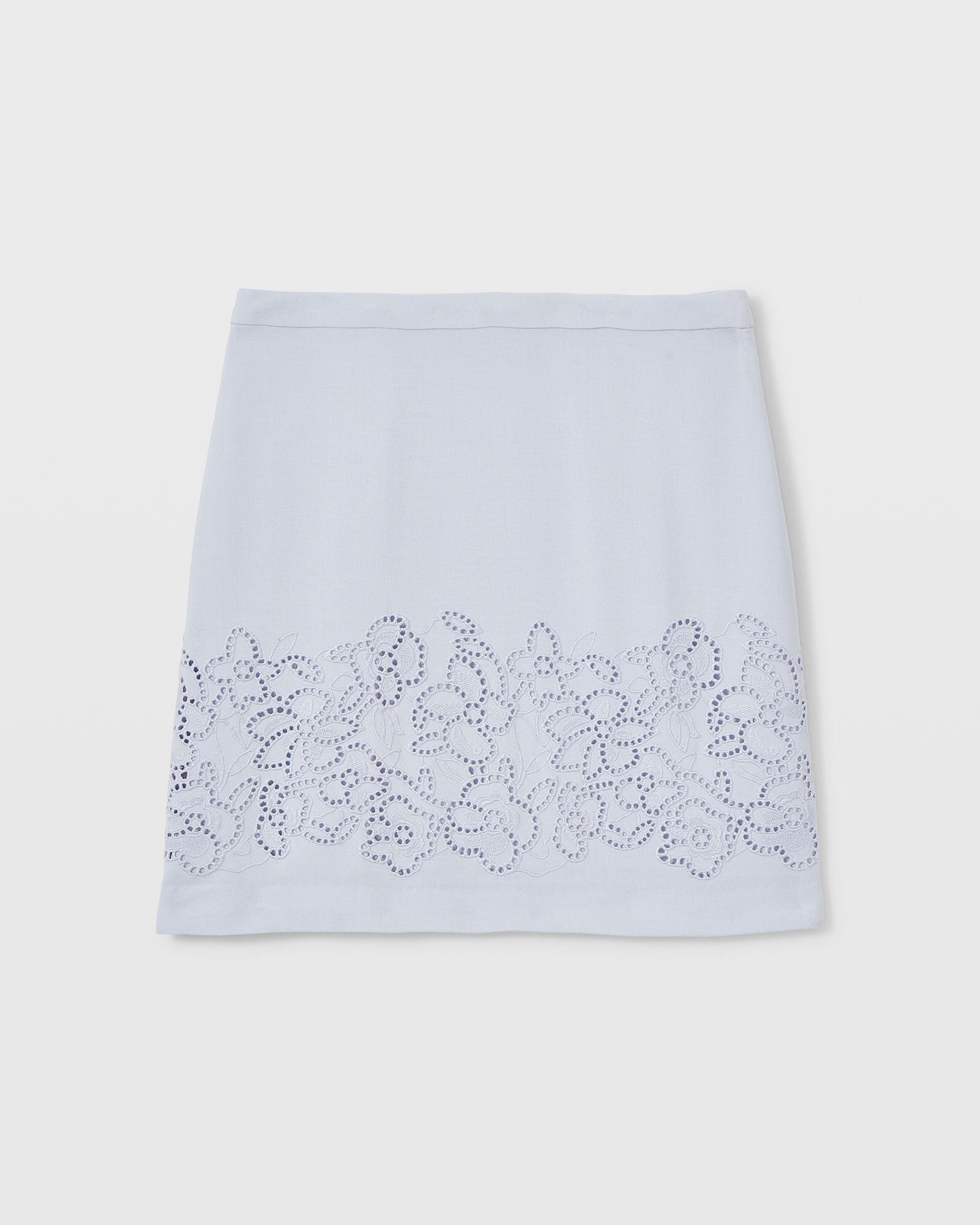 CLUB MONACO - Embroidered Eyelet Mini Skirt - Blue Haze