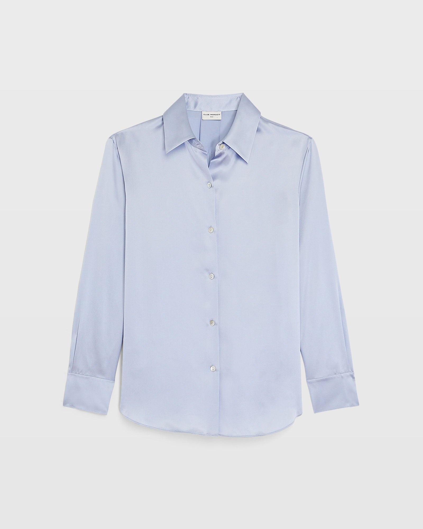 CLUB MONACO - Blouse boutonnée en soie charmeuse - Bleu clair