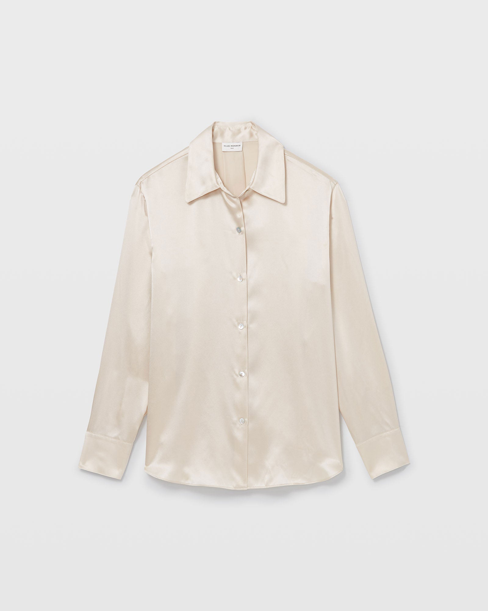 CLUB MONACO - Blouse boutonnée en soie charmeuse - Rose Pâle