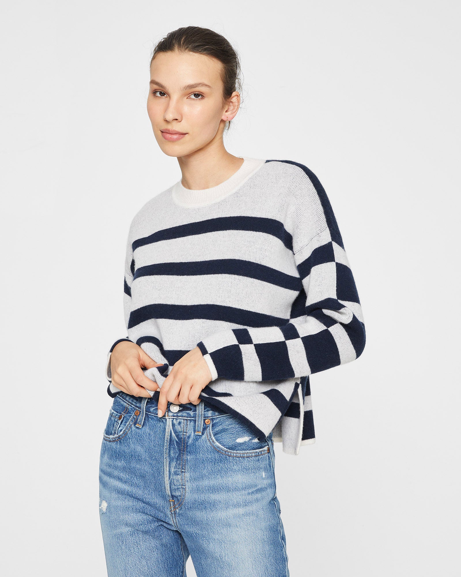 CLUB MONACO - Doubleface Cashmere Pullover - White-Black