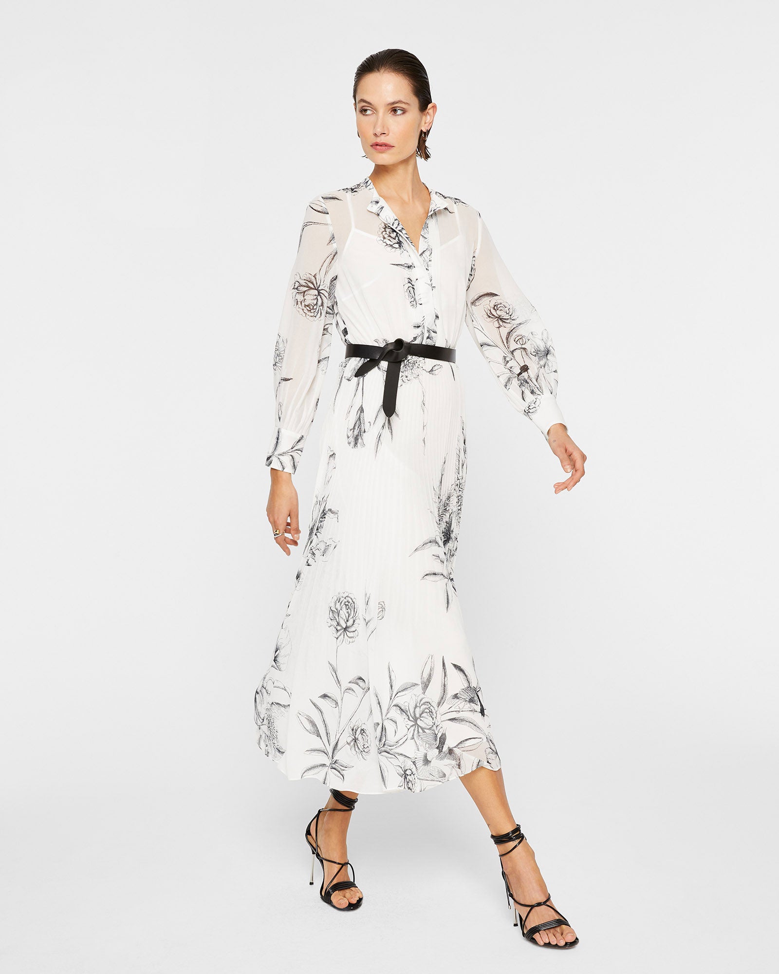 CLUB MONACO - Printed Pleated Shirt Dress - Multi