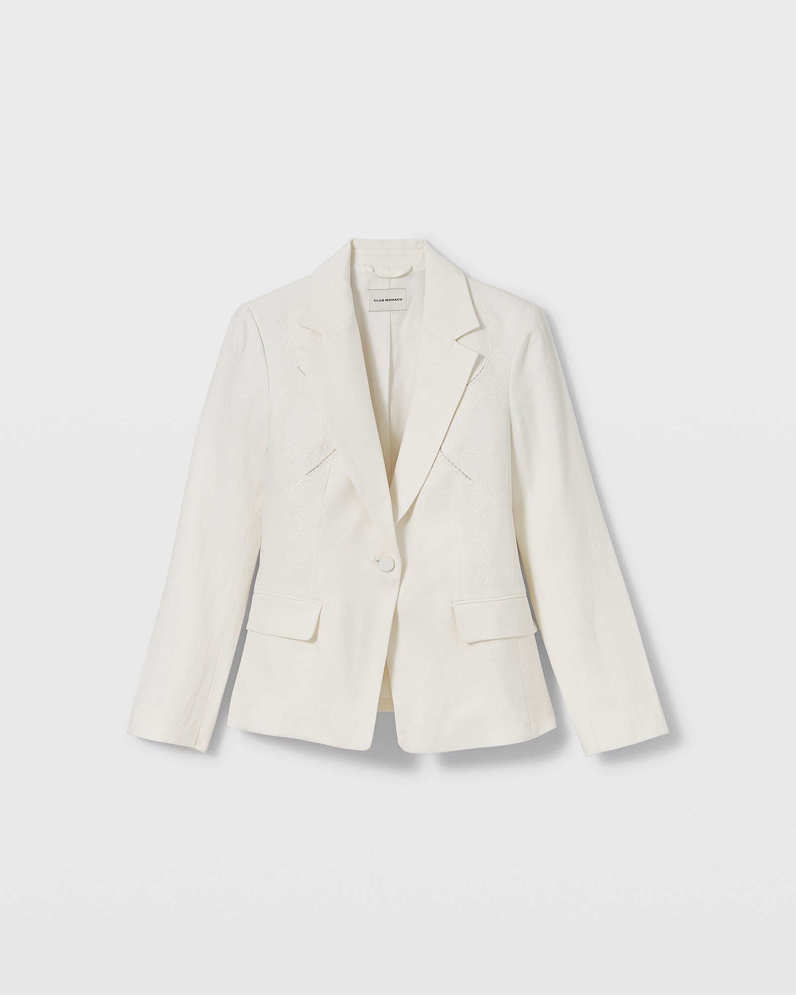 CLUB MONACO - Embroidered Eyelet Blazer - Blanc De Blanc