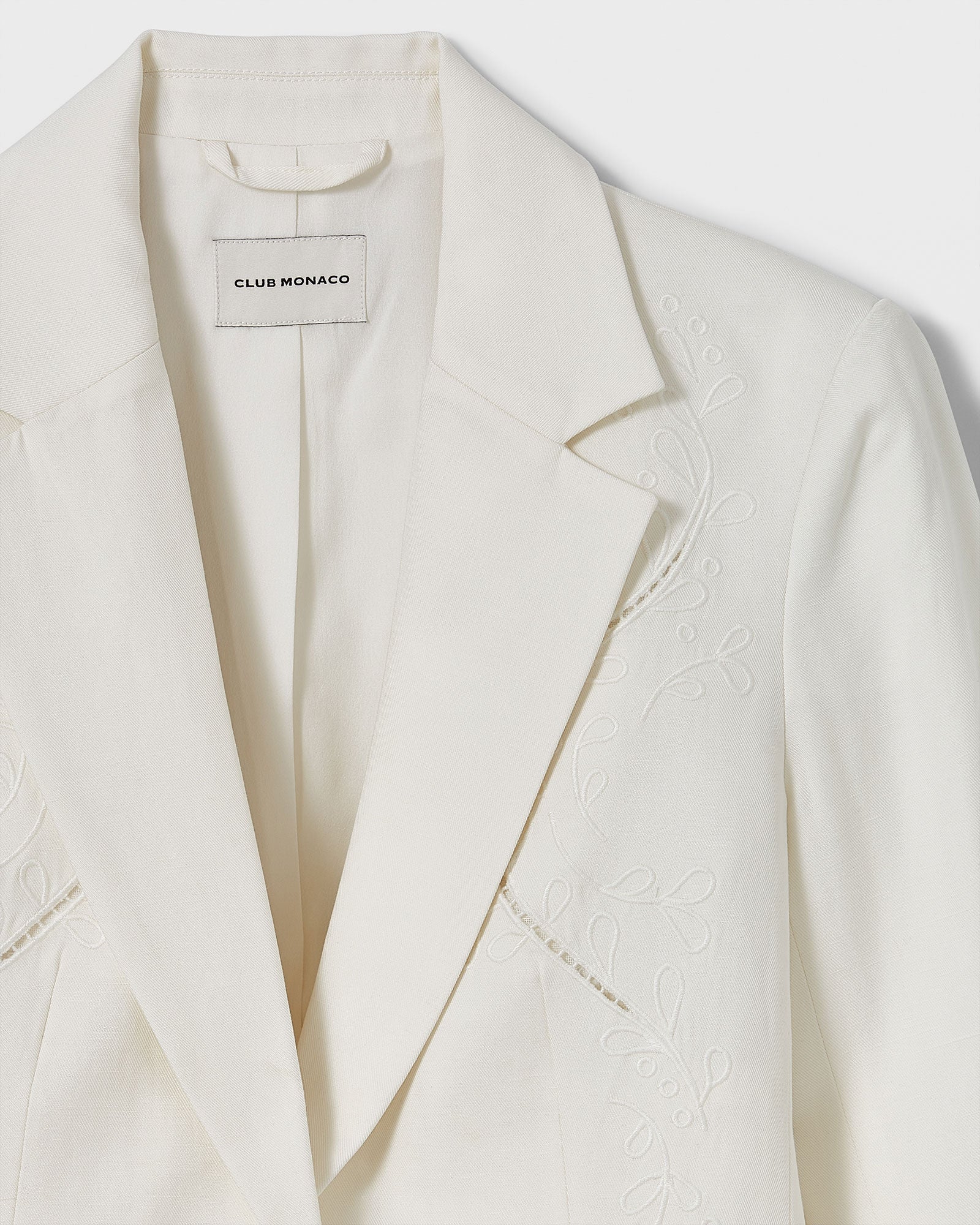 CLUB MONACO - Embroidered Eyelet Blazer - Blanc De Blanc