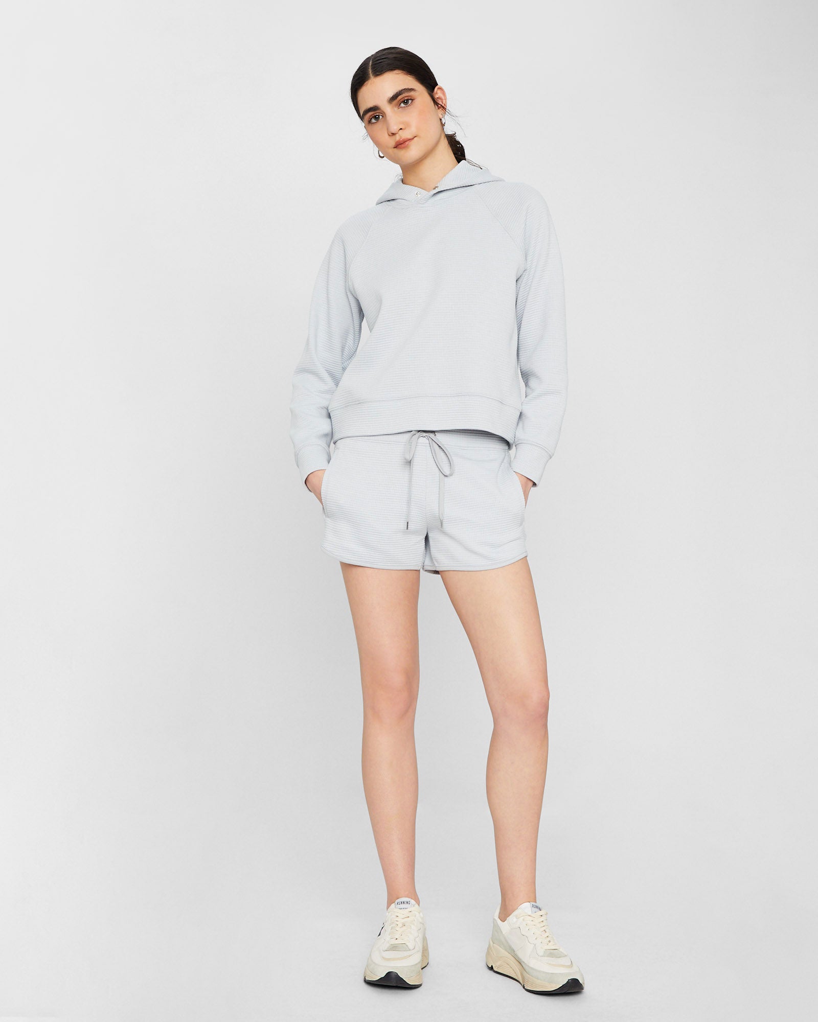 CLUB MONACO - Short gaufré - Bleu clair