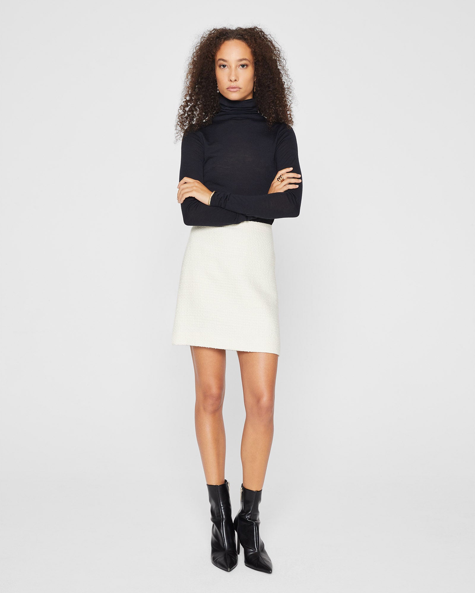 CLUB MONACO - Centie Tweed Mini Skirt - Cream
