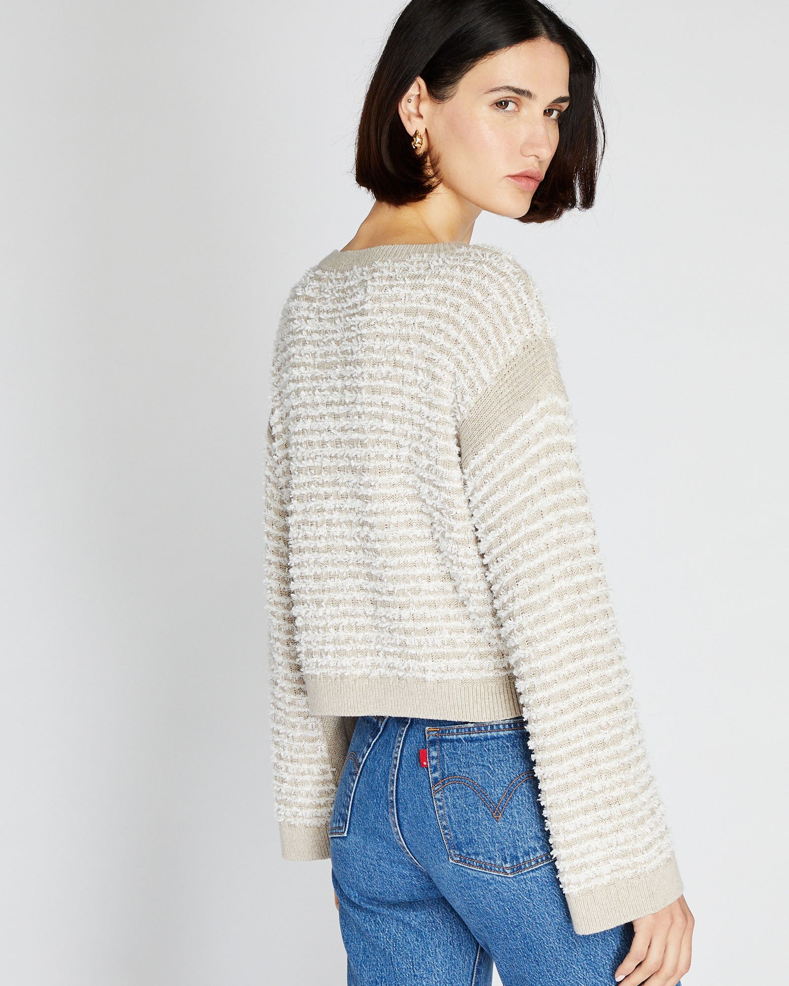 CLUB MONACO - Chandail rayé texturé - Taupe