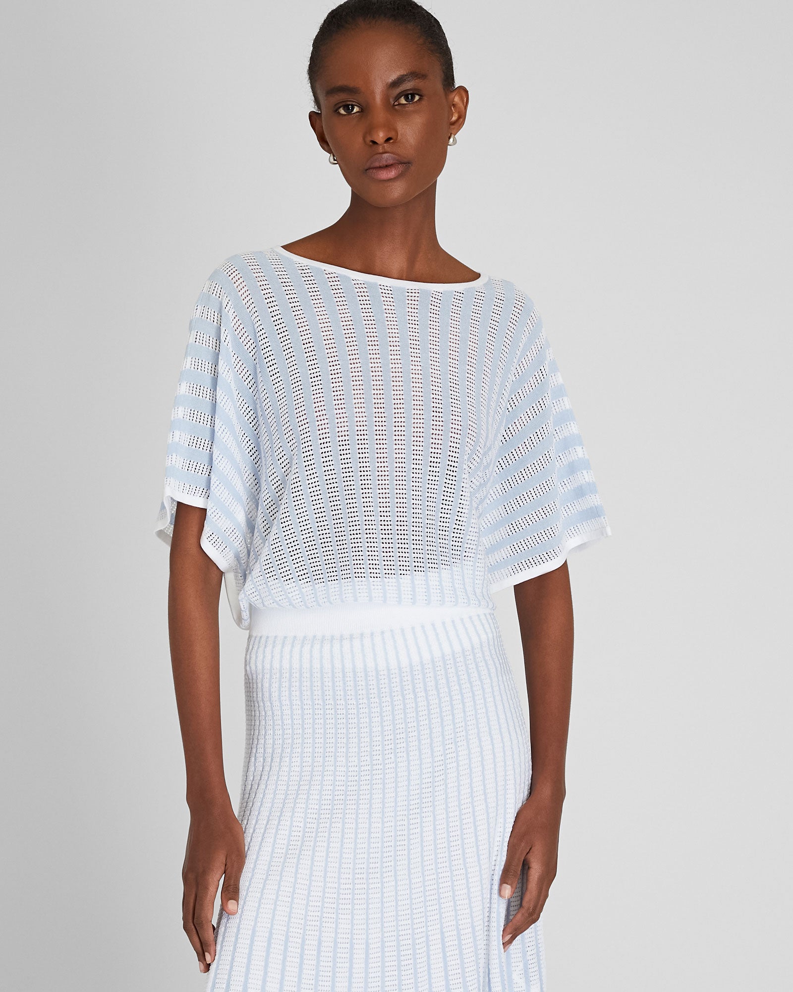 CLUB MONACO - Nouveau chandail à points pointelle - Rayure Bleue