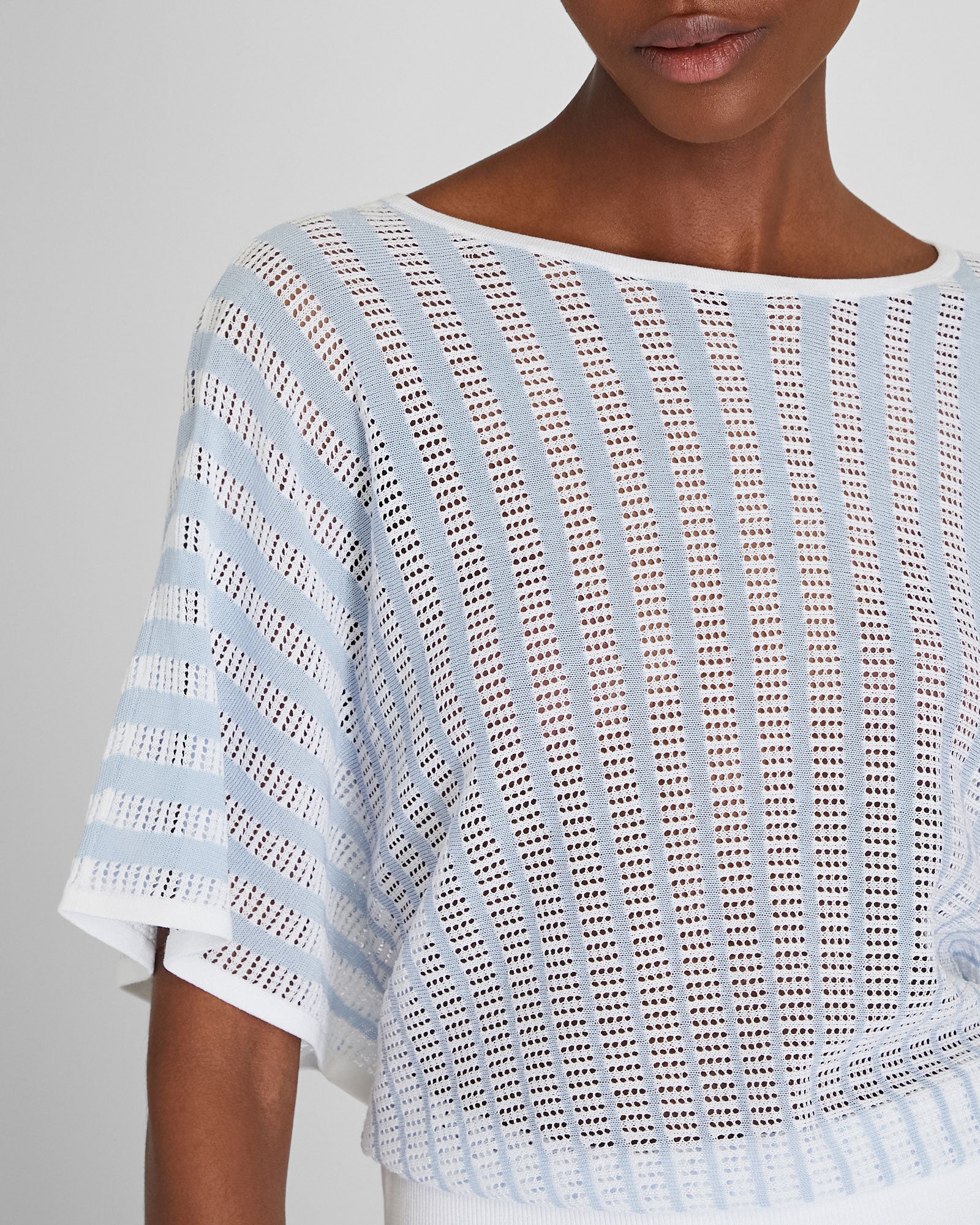 CLUB MONACO - Nouveau chandail à points pointelle - Rayure Bleue
