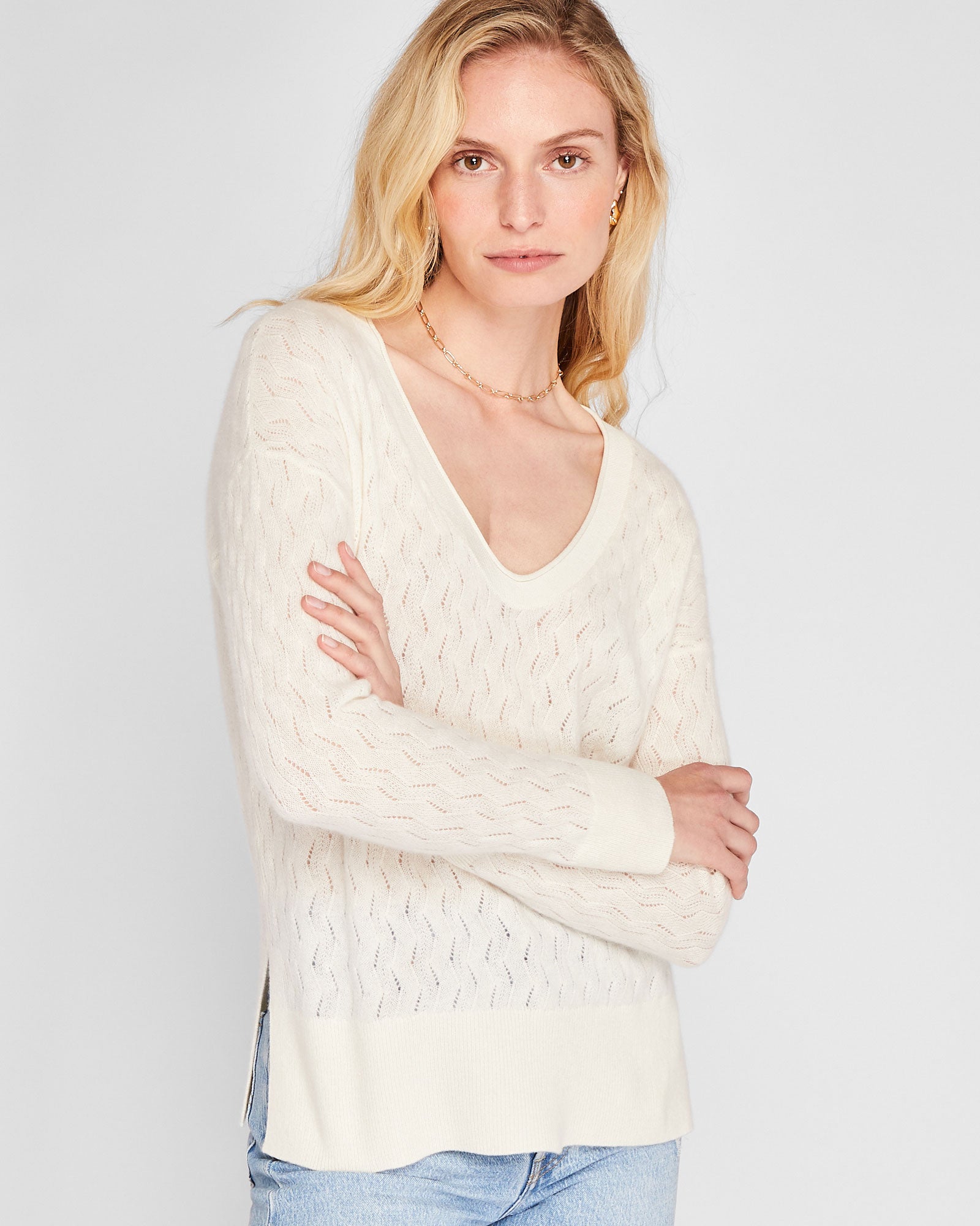 CLUB MONACO - Chandail texturé en cachemire - Écru