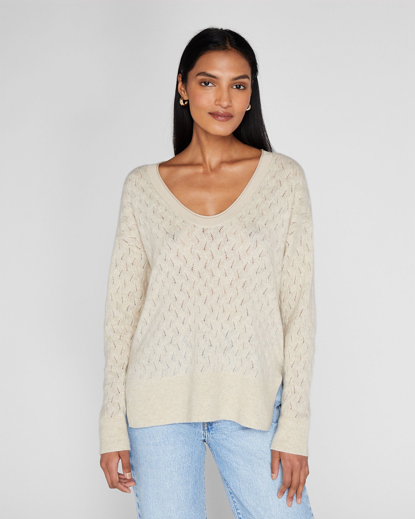 CLUB MONACO - Chandail texturé en cachemire - Avoine