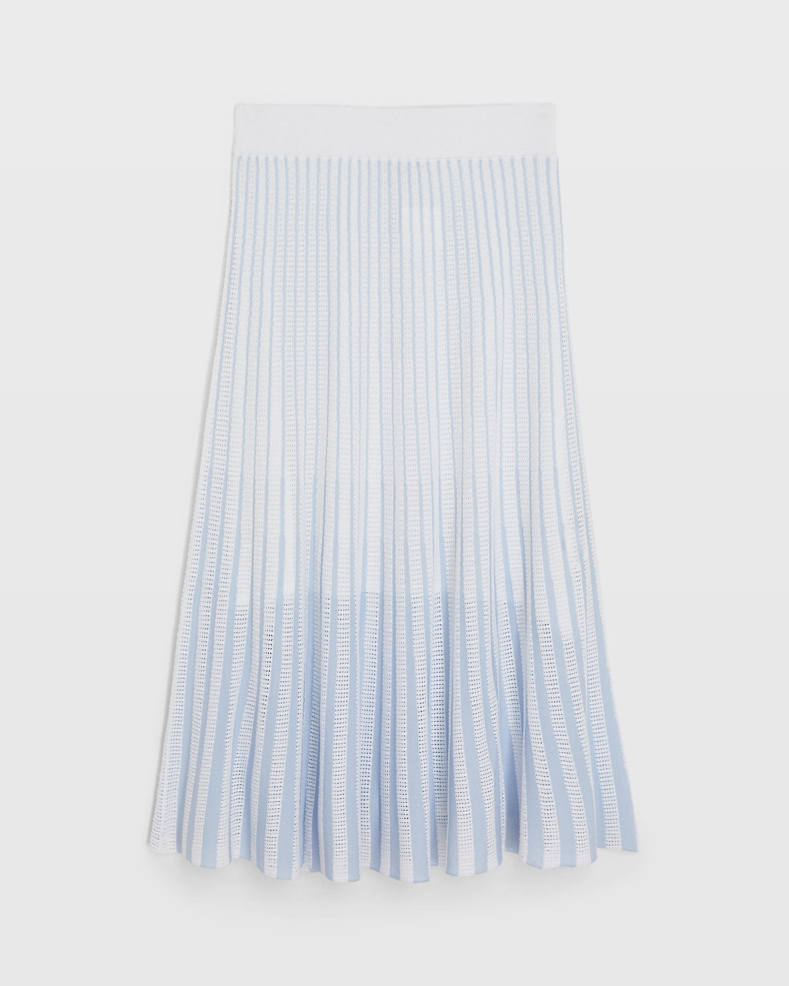 CLUB MONACO - Novelty Pointelle Stripe Skirt - Light Blue