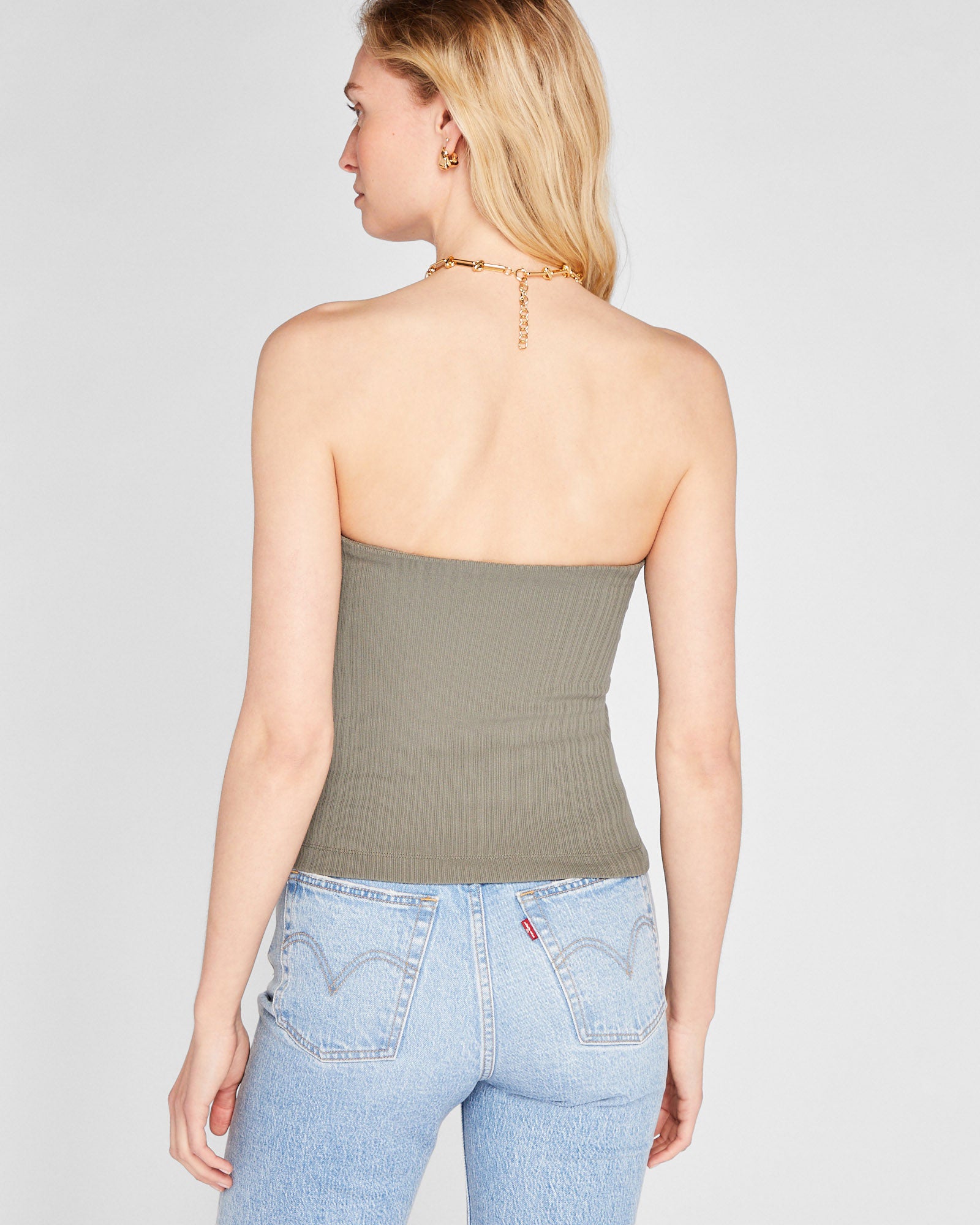 CLUB MONACO - Plissé Bustier Top - Sage