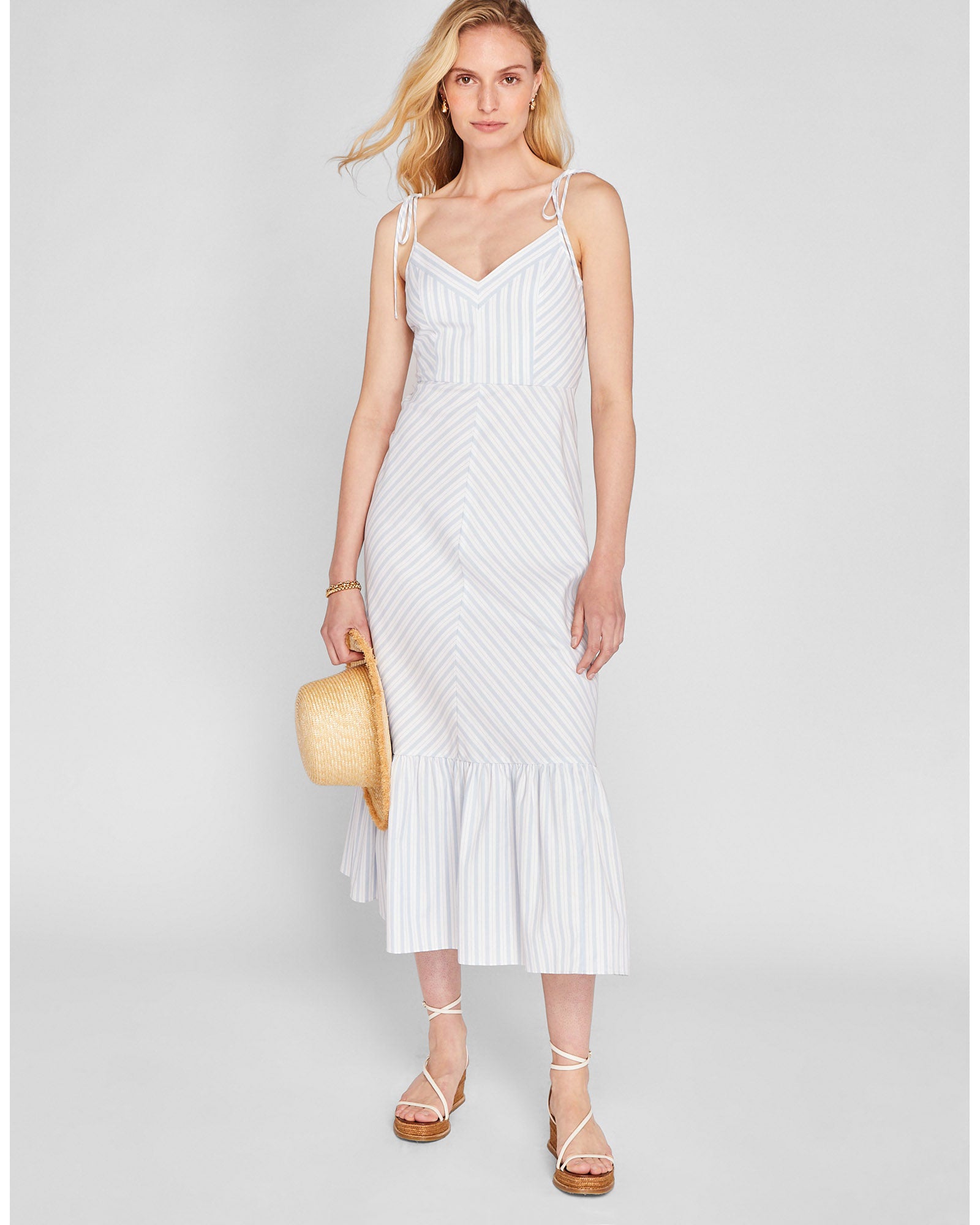 Women's Blue Striped Maxi Dress | Club Monaco CA