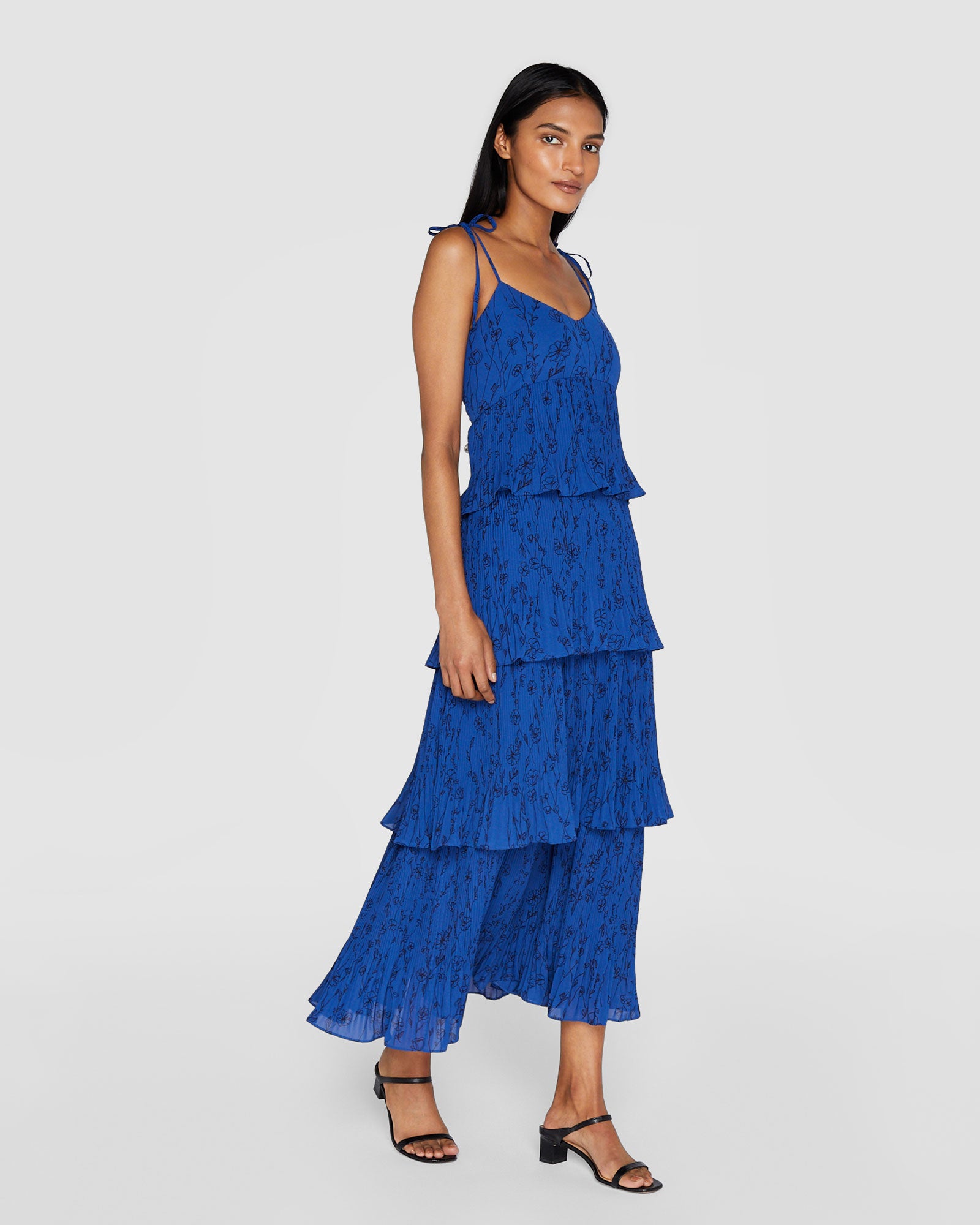 CLUB MONACO - Pleated Tiers Occasion Dress - Blue