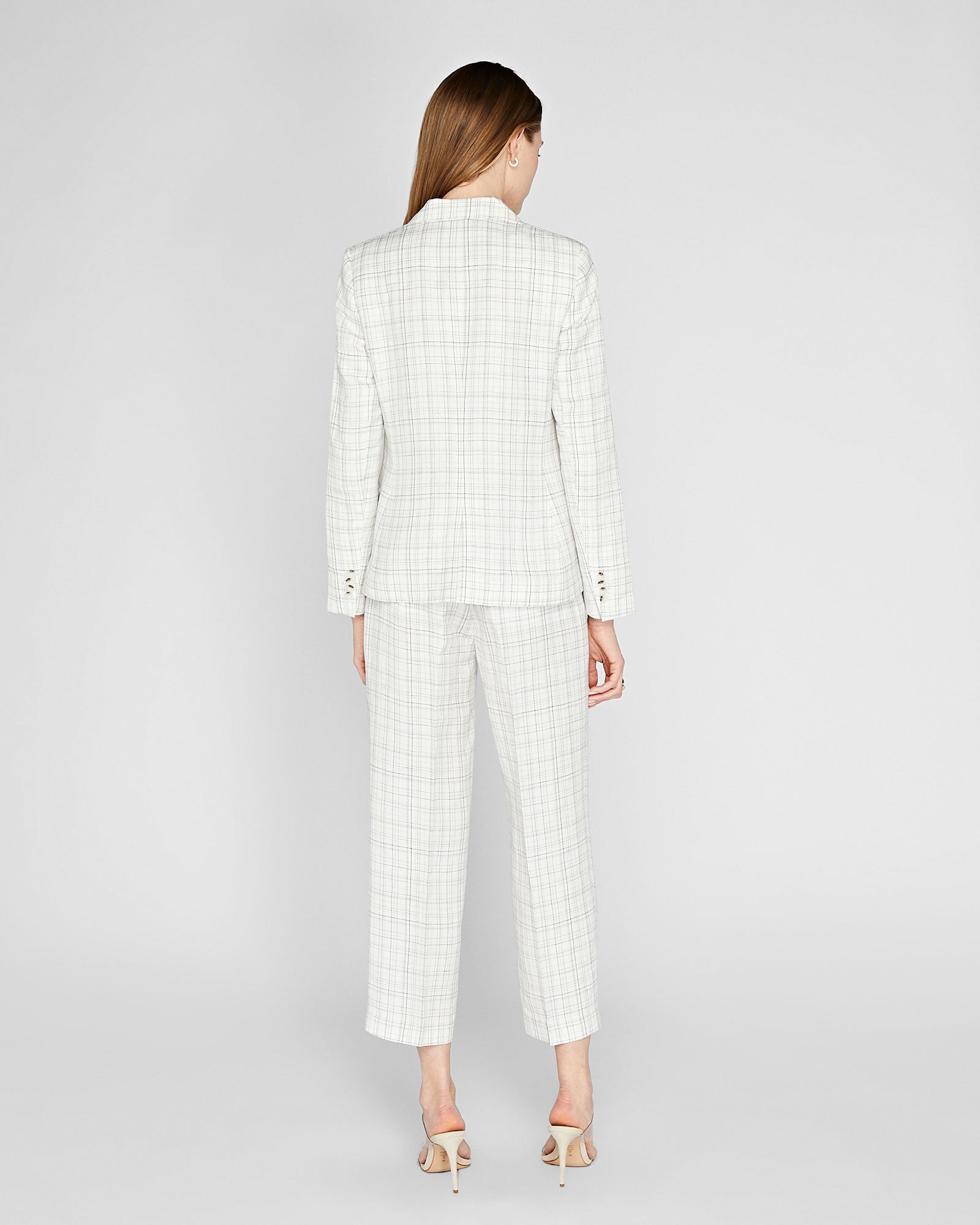 CLUB MONACO - Plaid Signature Linen Blend Pant - White