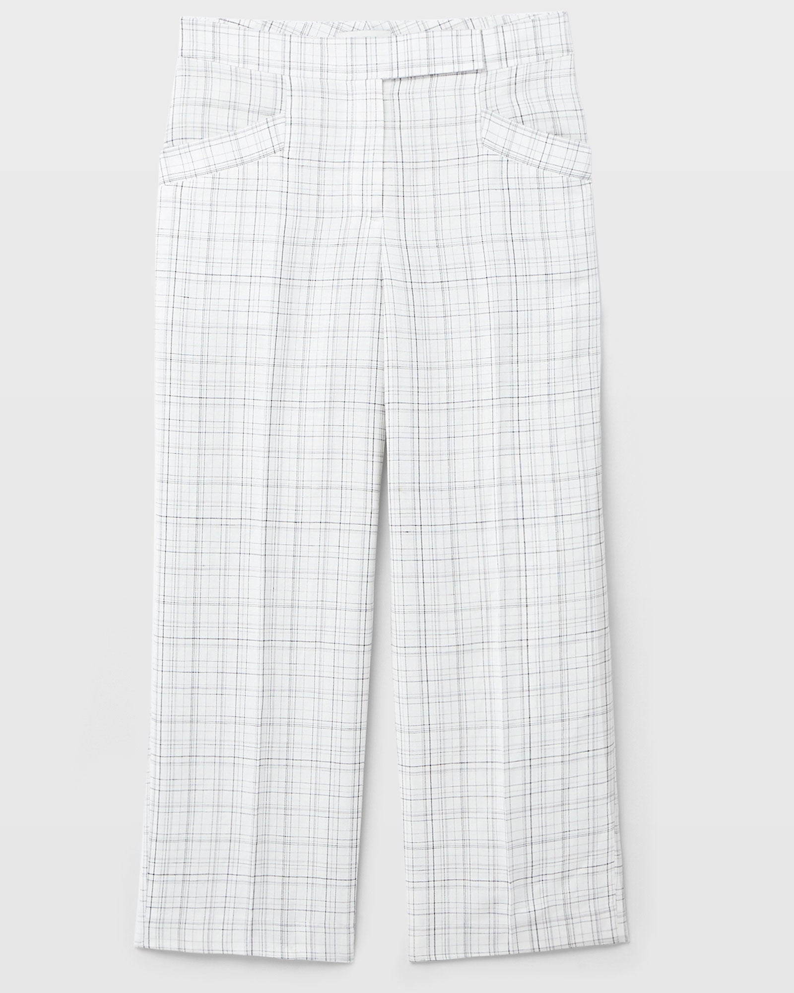 CLUB MONACO - Plaid Signature Linen Blend Pant - White