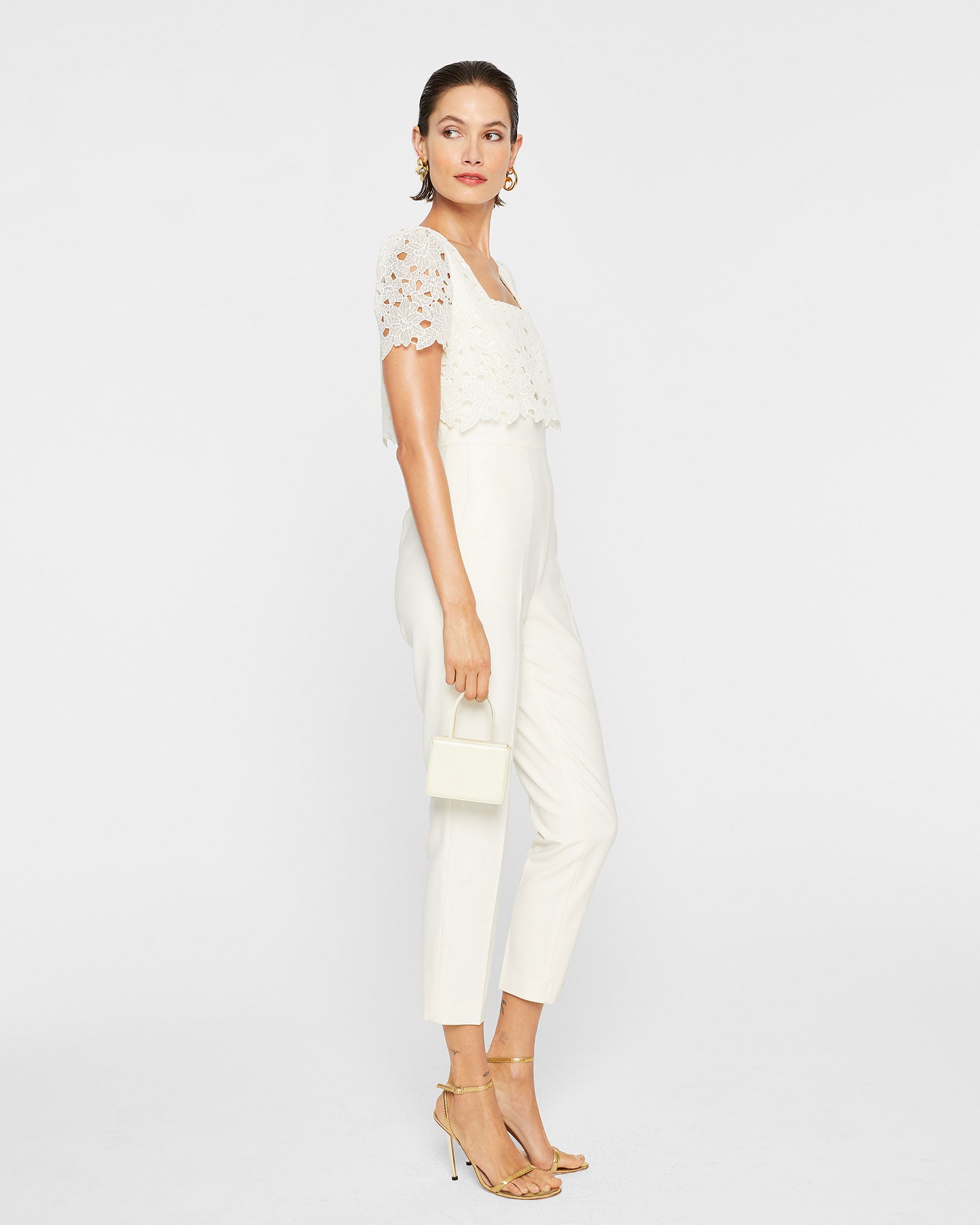 CLUB MONACO - Combinaison à dentelle superposée - Crème Perle