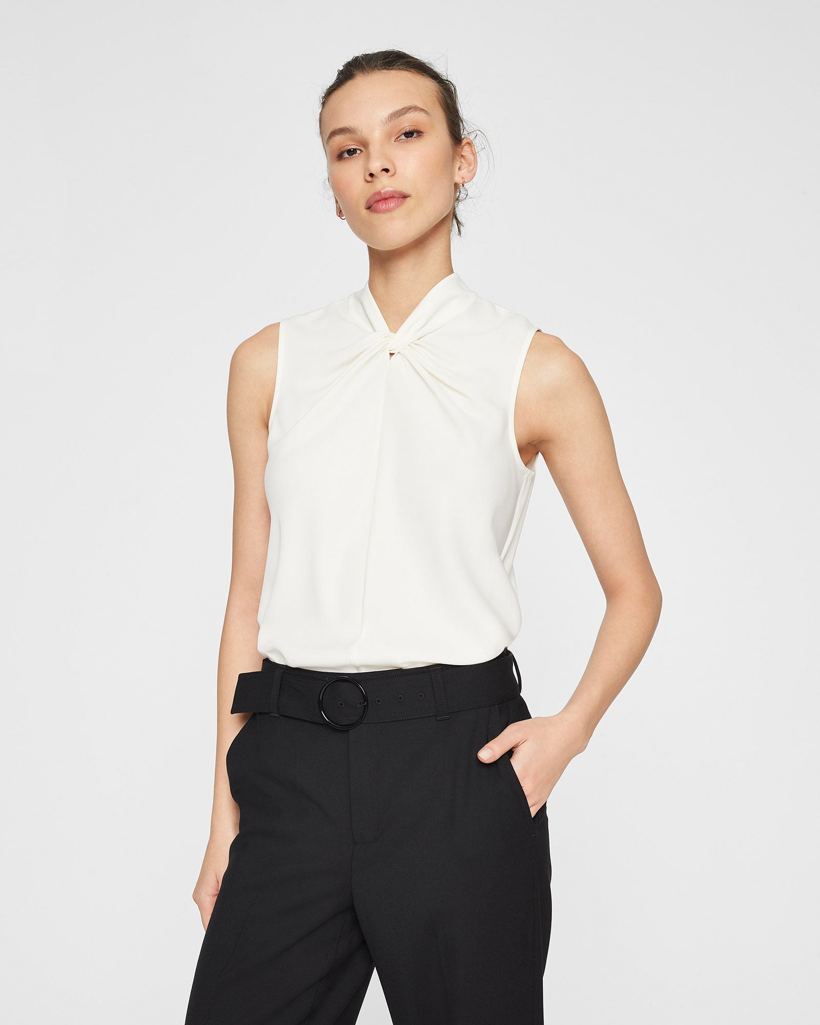 CLUB MONACO - Haut sans manches à col torsadé - Crème
