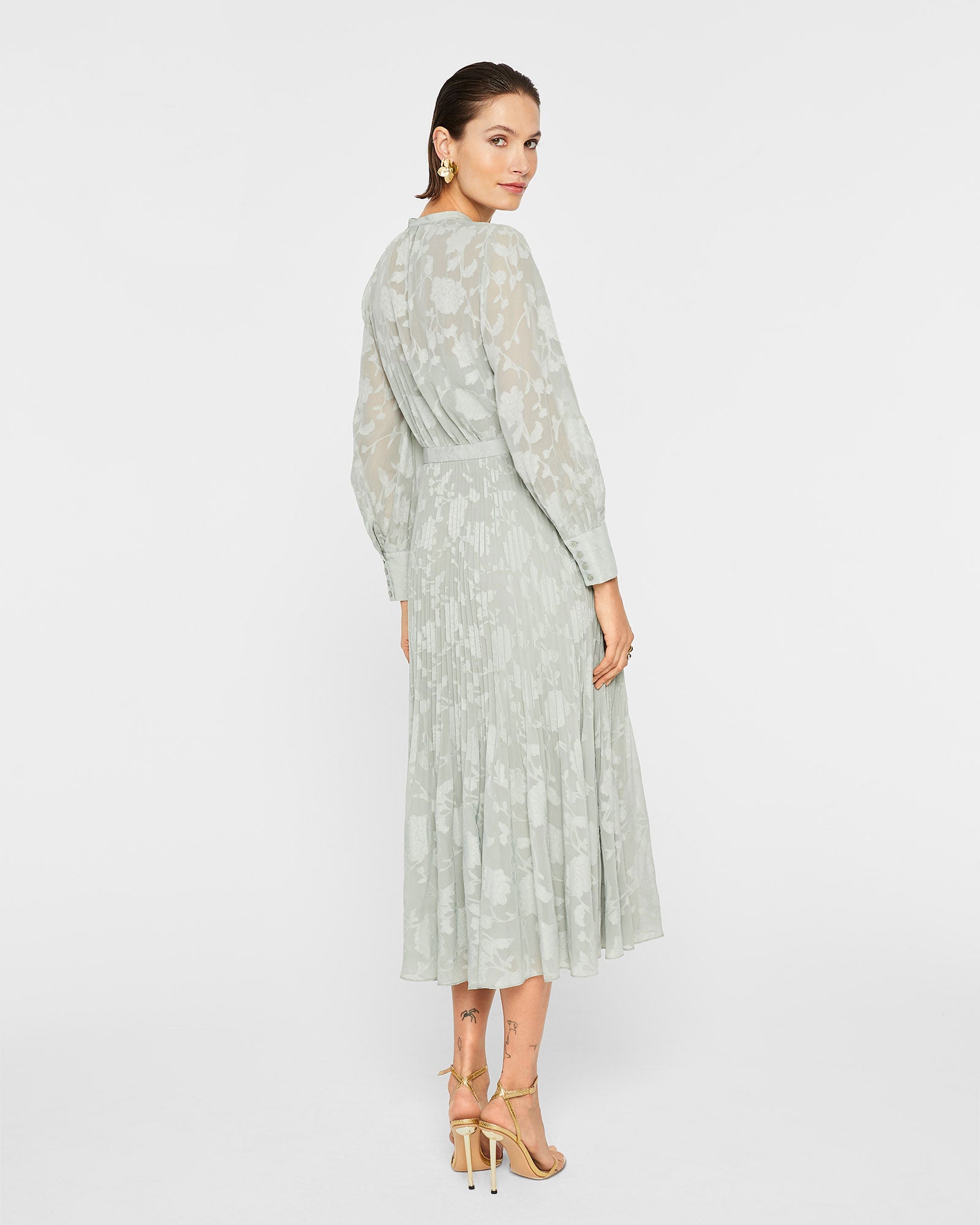 CLUB MONACO - Robe chemisier plissée - Gris fer